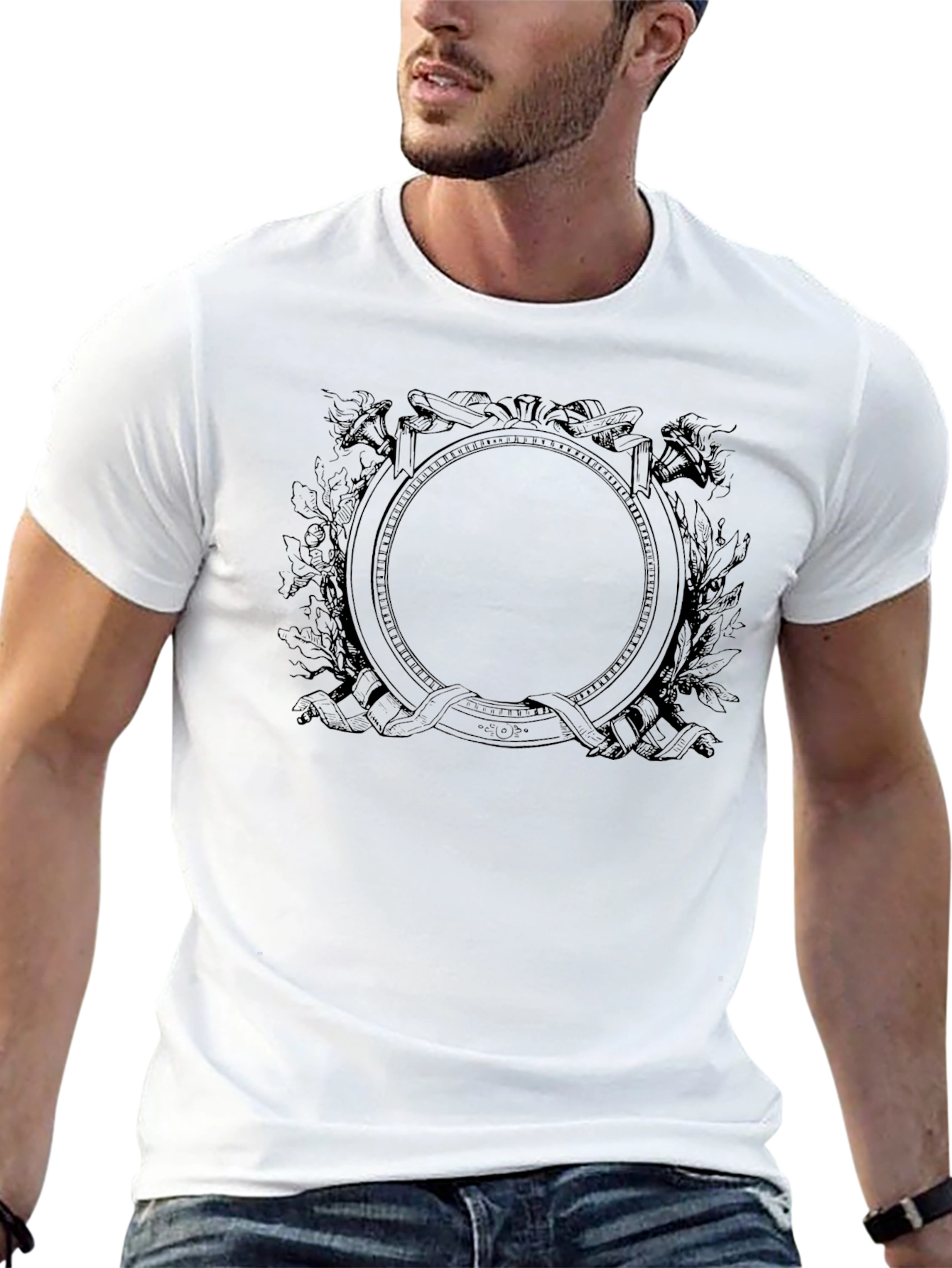Mens Graphic Tee - Ornamental Emblem Design