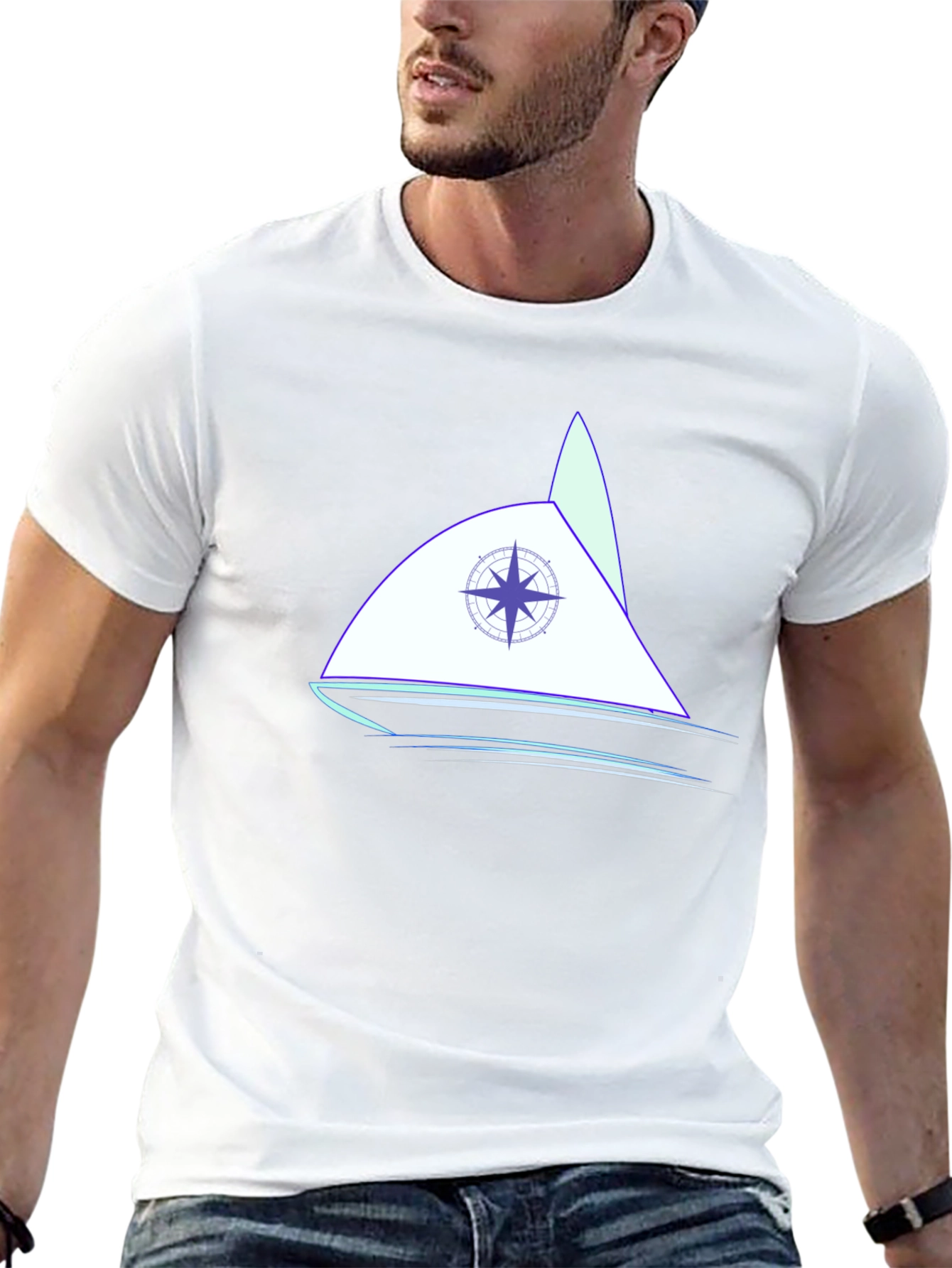 Nautical Compass Sailboat Graphic Tee