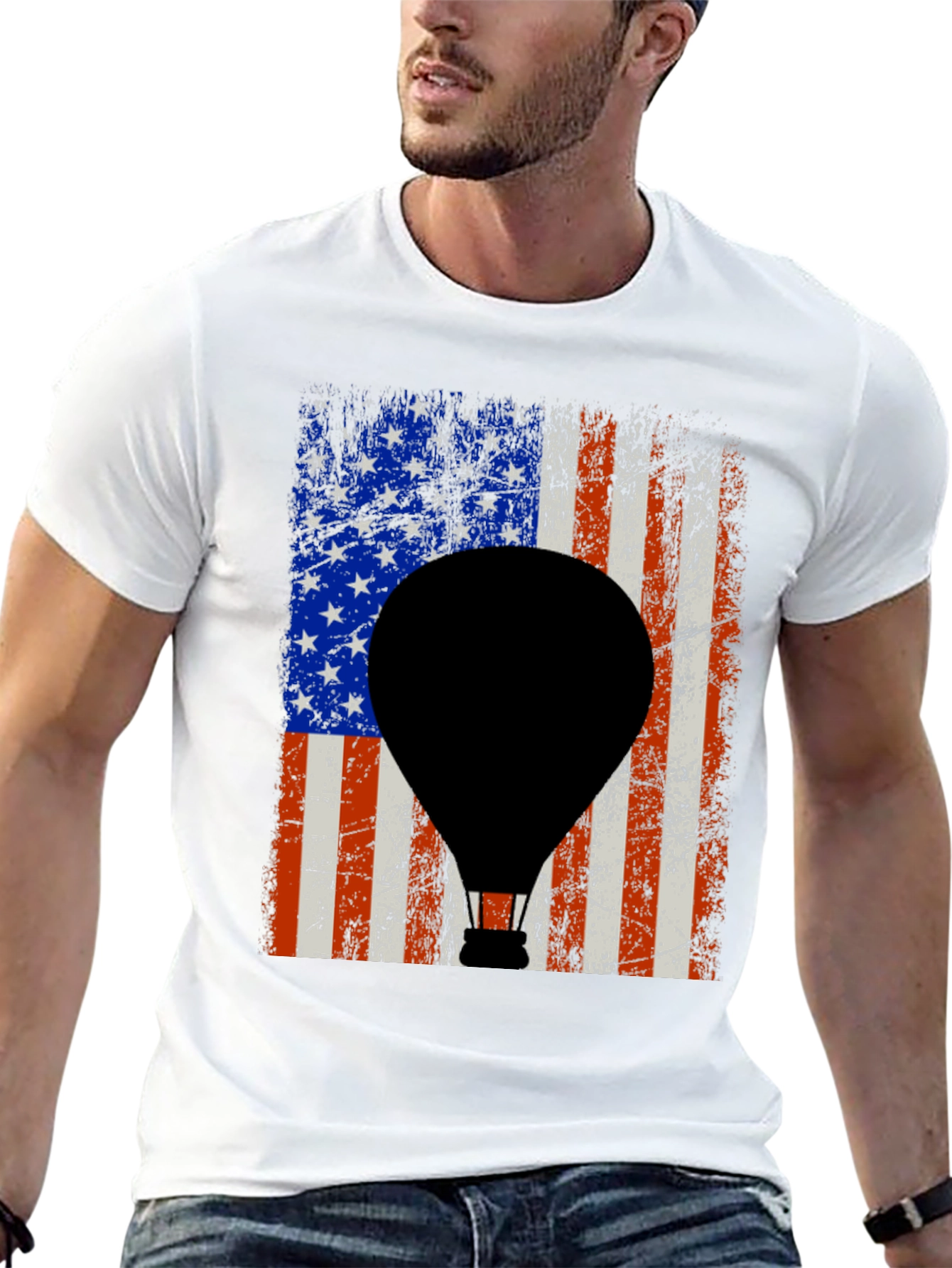 American Flag Hot Air Balloon Graphic Tee