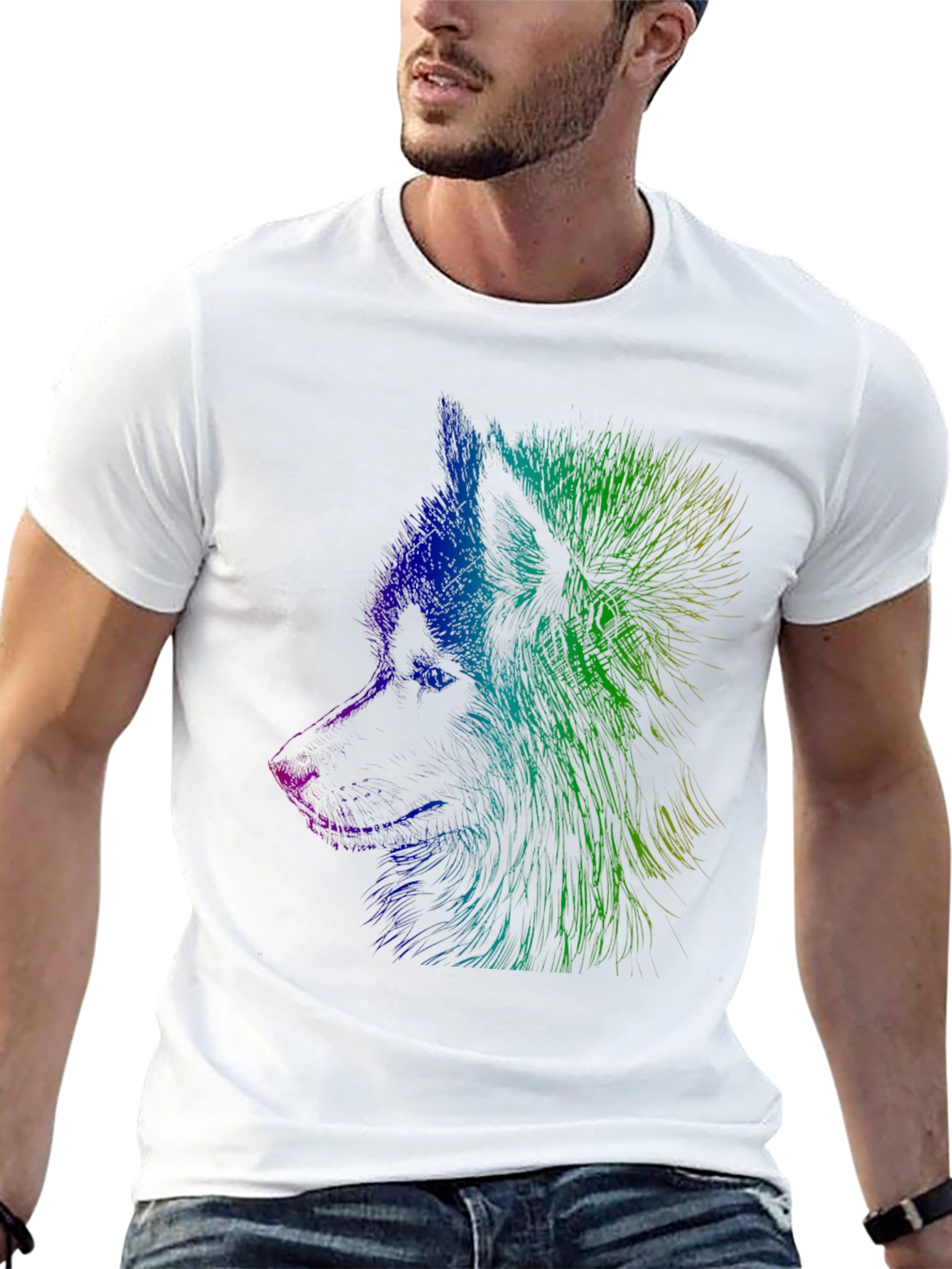 Vibrant Wolf Graphic Tee - Unisex Black T-Shirt