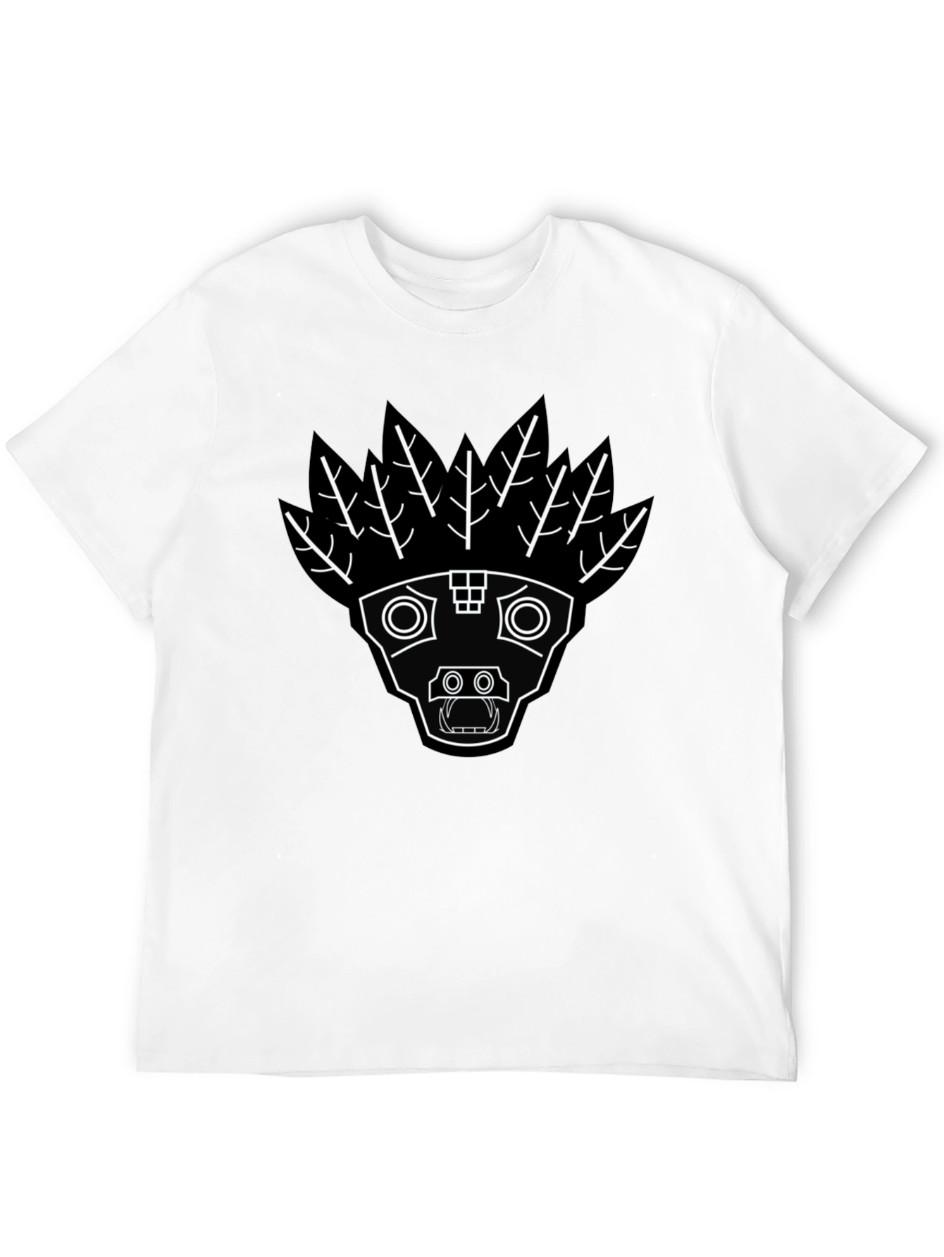 Aztec Warrior Headdress Graphic Tee - Black