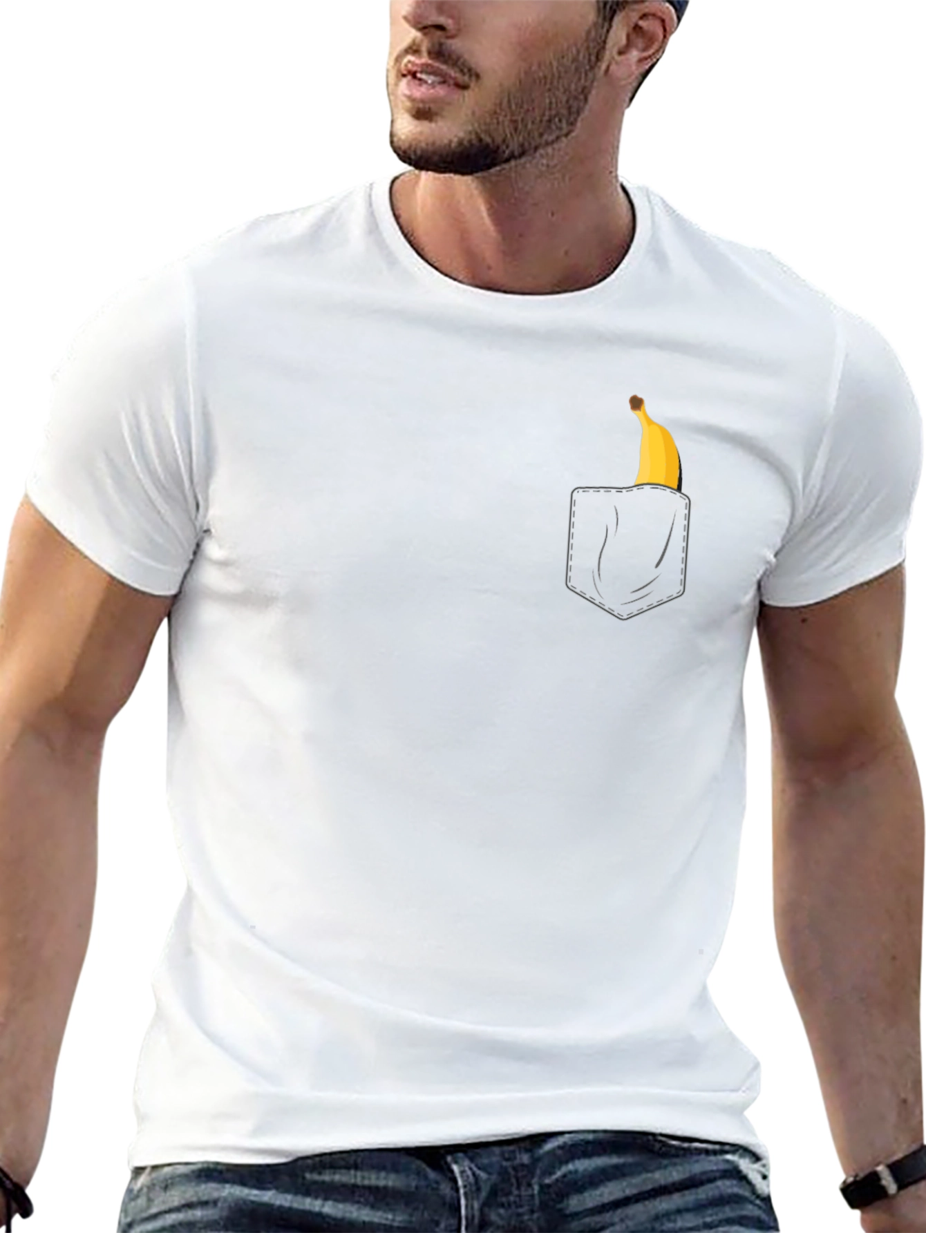 Banana Pocket Graphic Tee - Casual Black T-Shirt