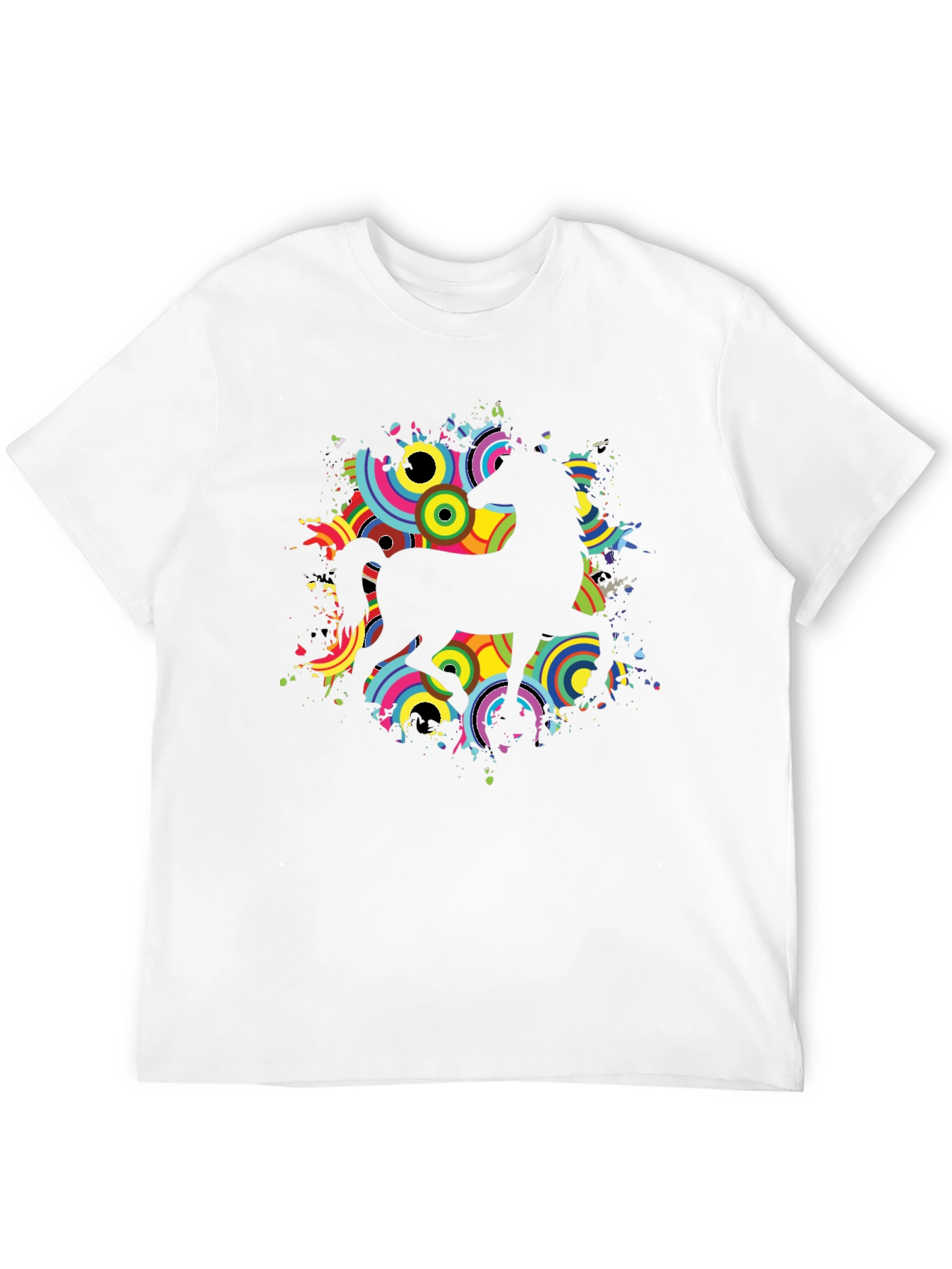 Black T-Shirt with Retro Unicorn Design