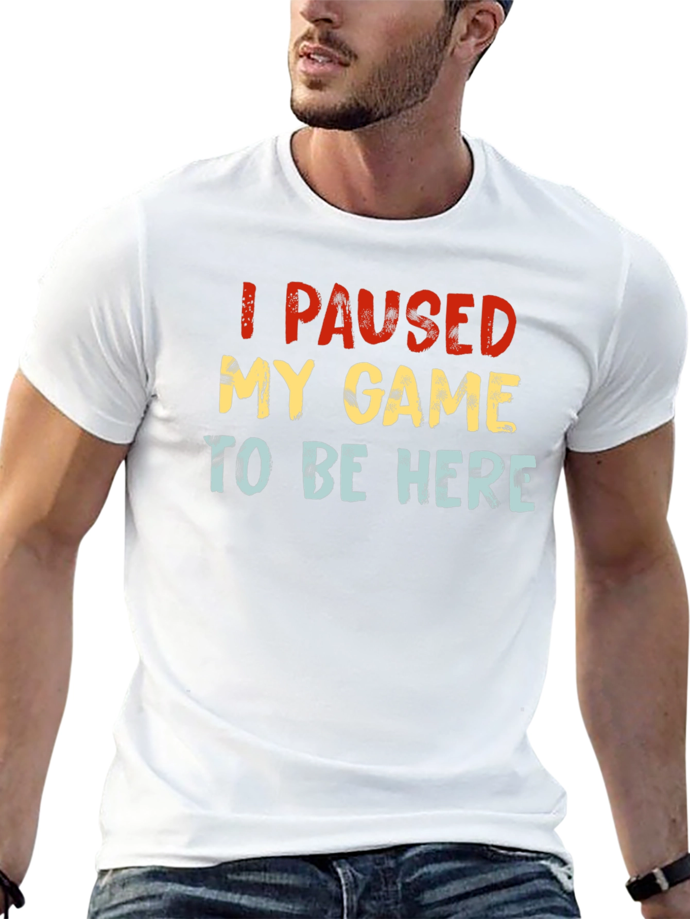 I Paused My Game Black Graphic T-Shirt