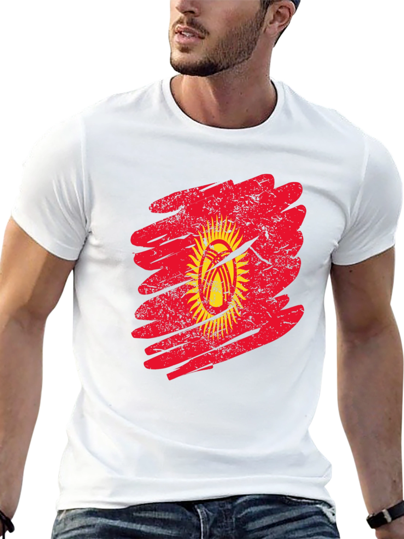 Kyrgyzstan Flag Grunge Graphic T-Shirt