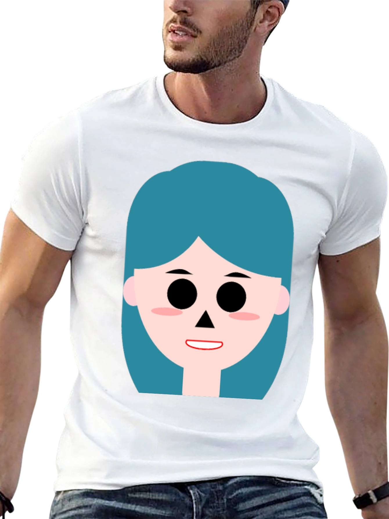 Cartoon Girl Graphic Black T-Shirt
