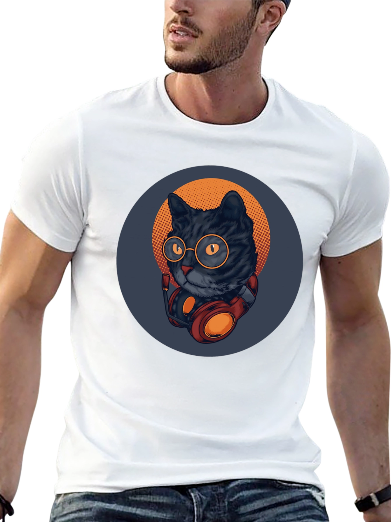 Cool Cat Tee: Retro DJ Style