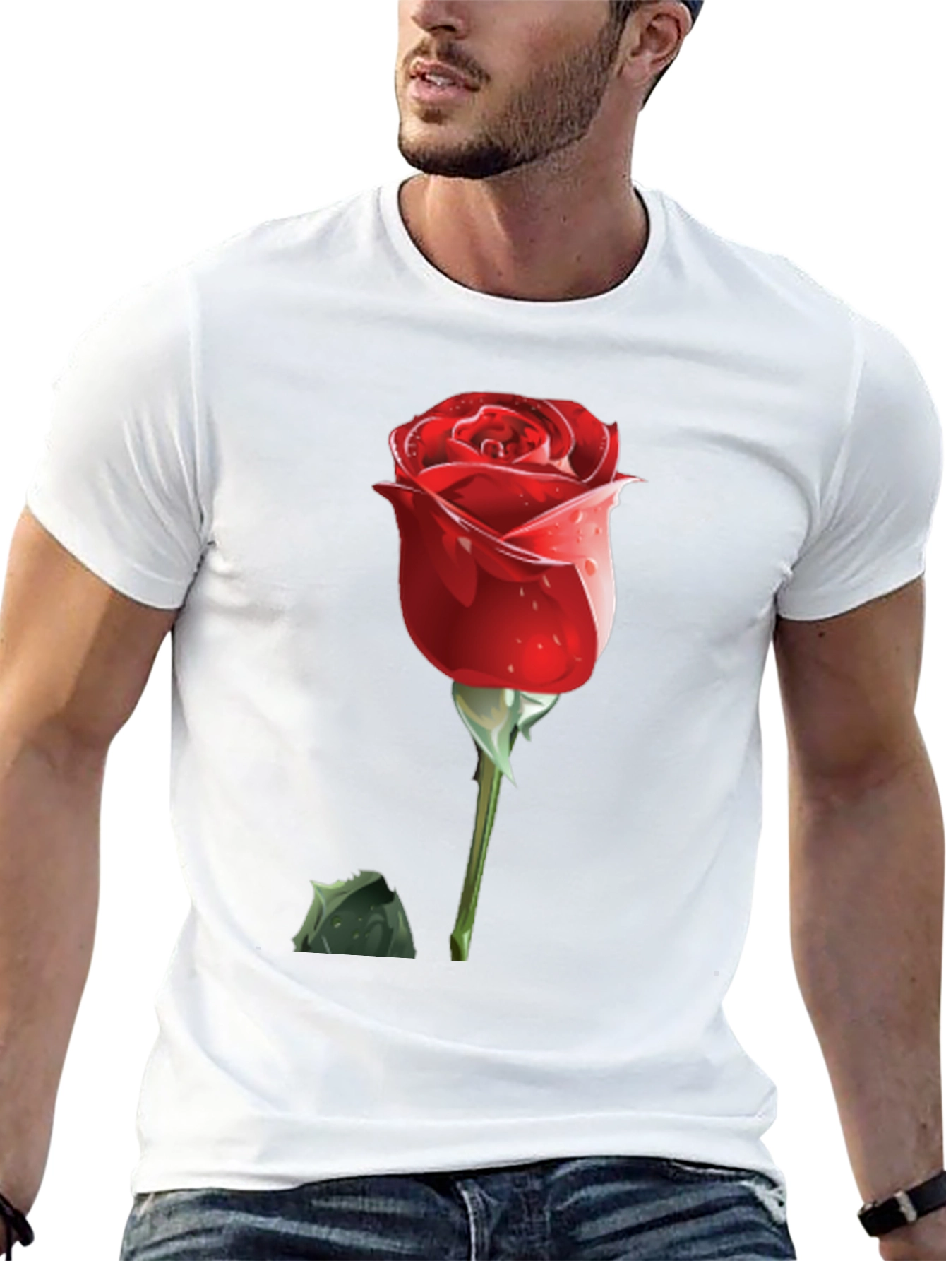 Red Rose Graphic Tee - Mens Black T-Shirt