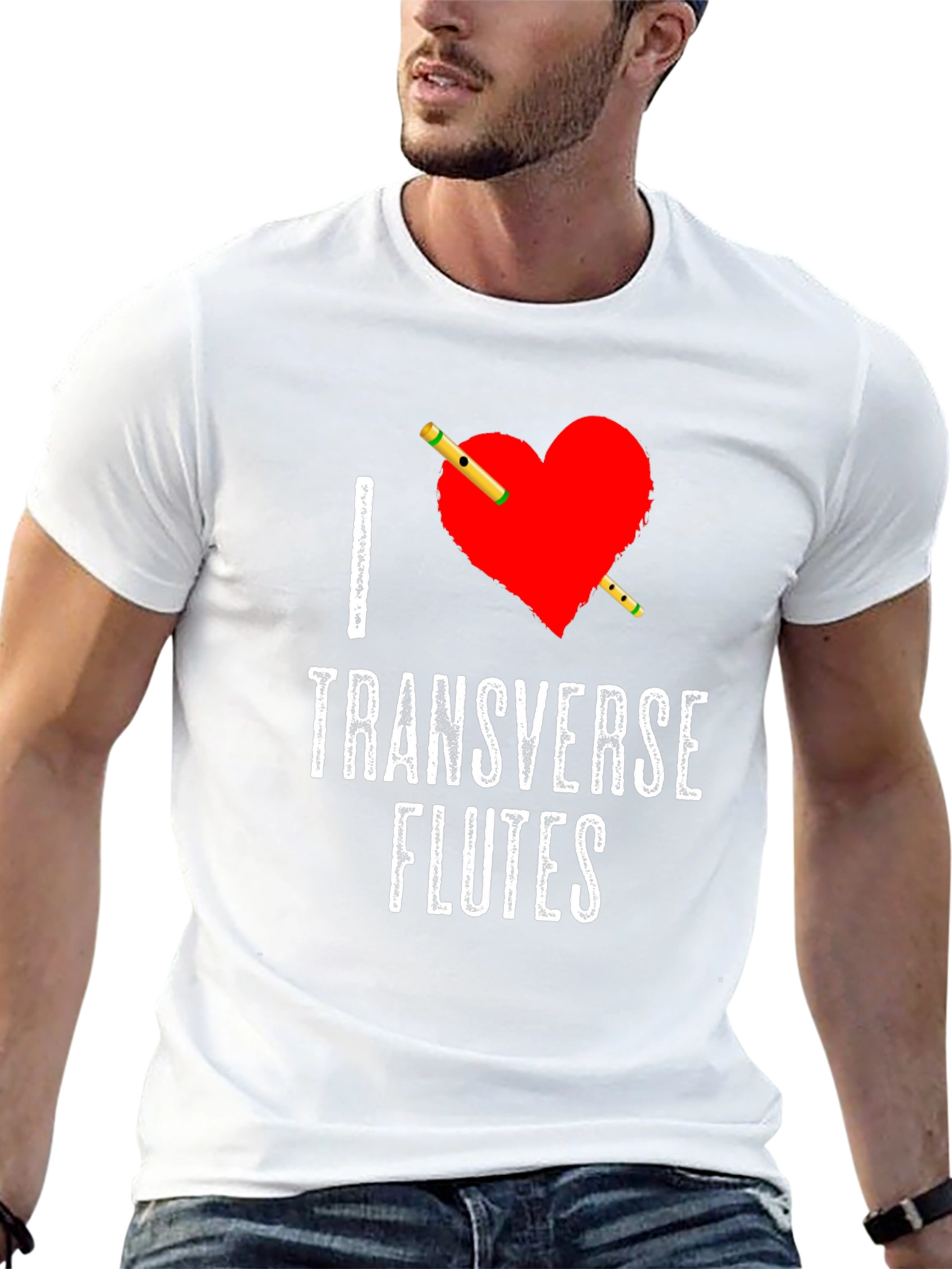 I Heart Transverse Flutes Black T-Shirt