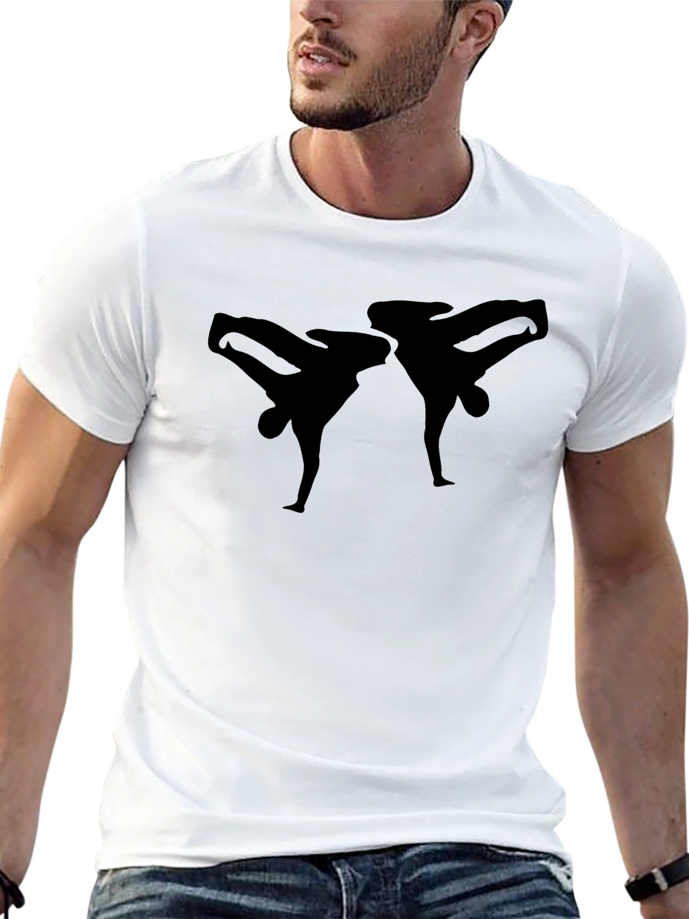 Black Two Silhouette Kicking T-Shirt