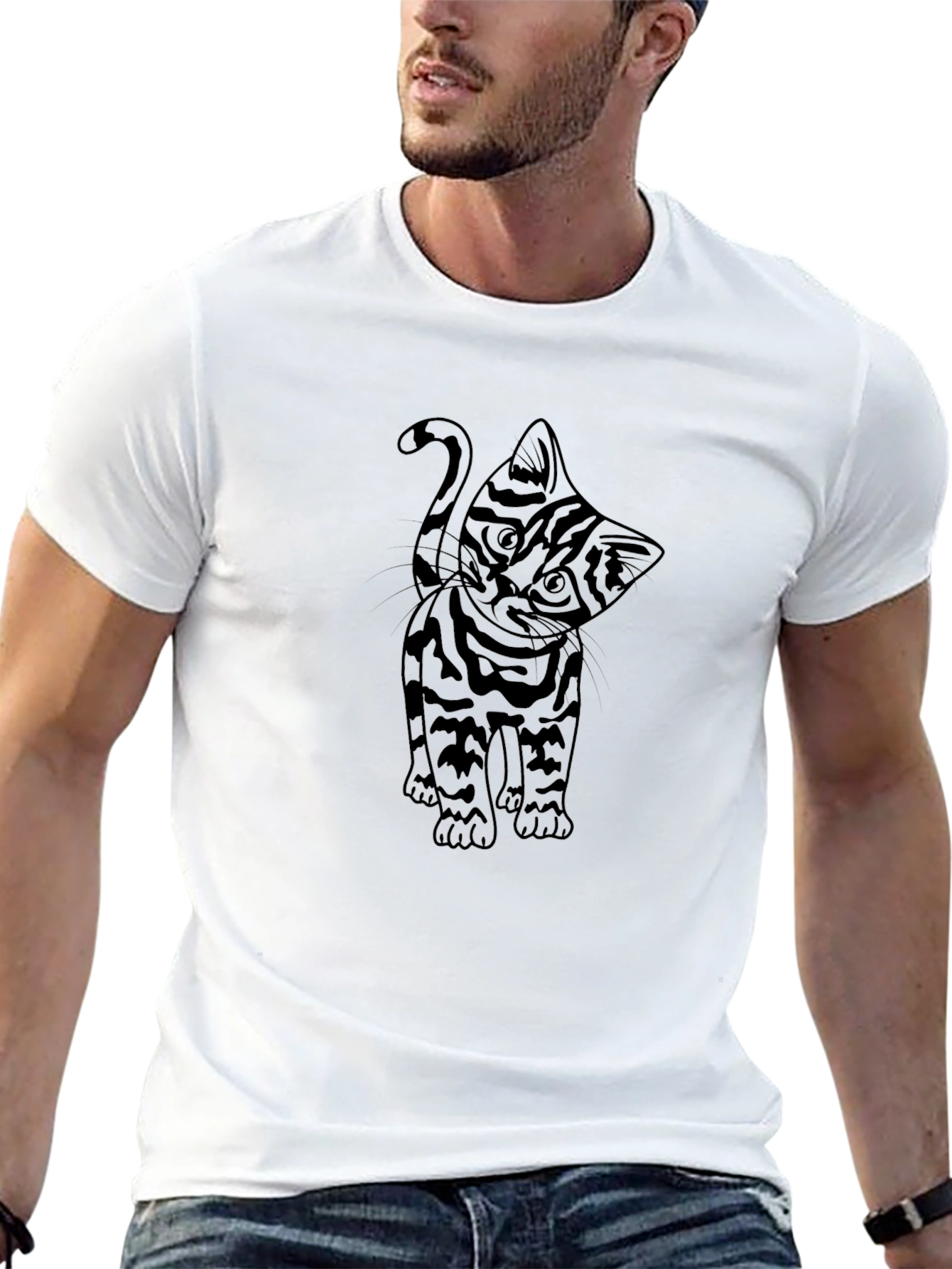 Black Cat Graphic Tee - Mens Crew Neck