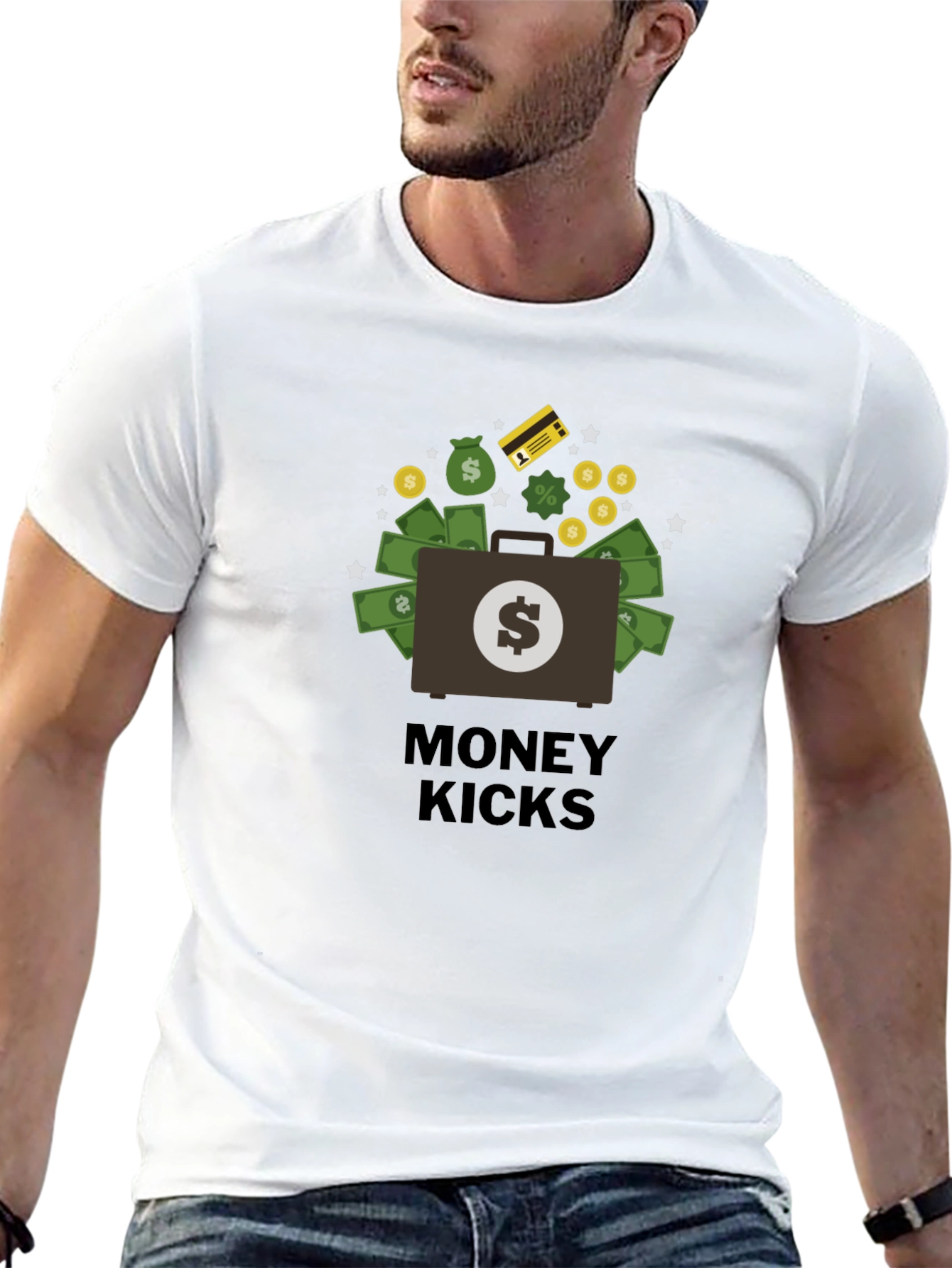 Money Kicks Graphic T-Shirt - Black Crew Neck