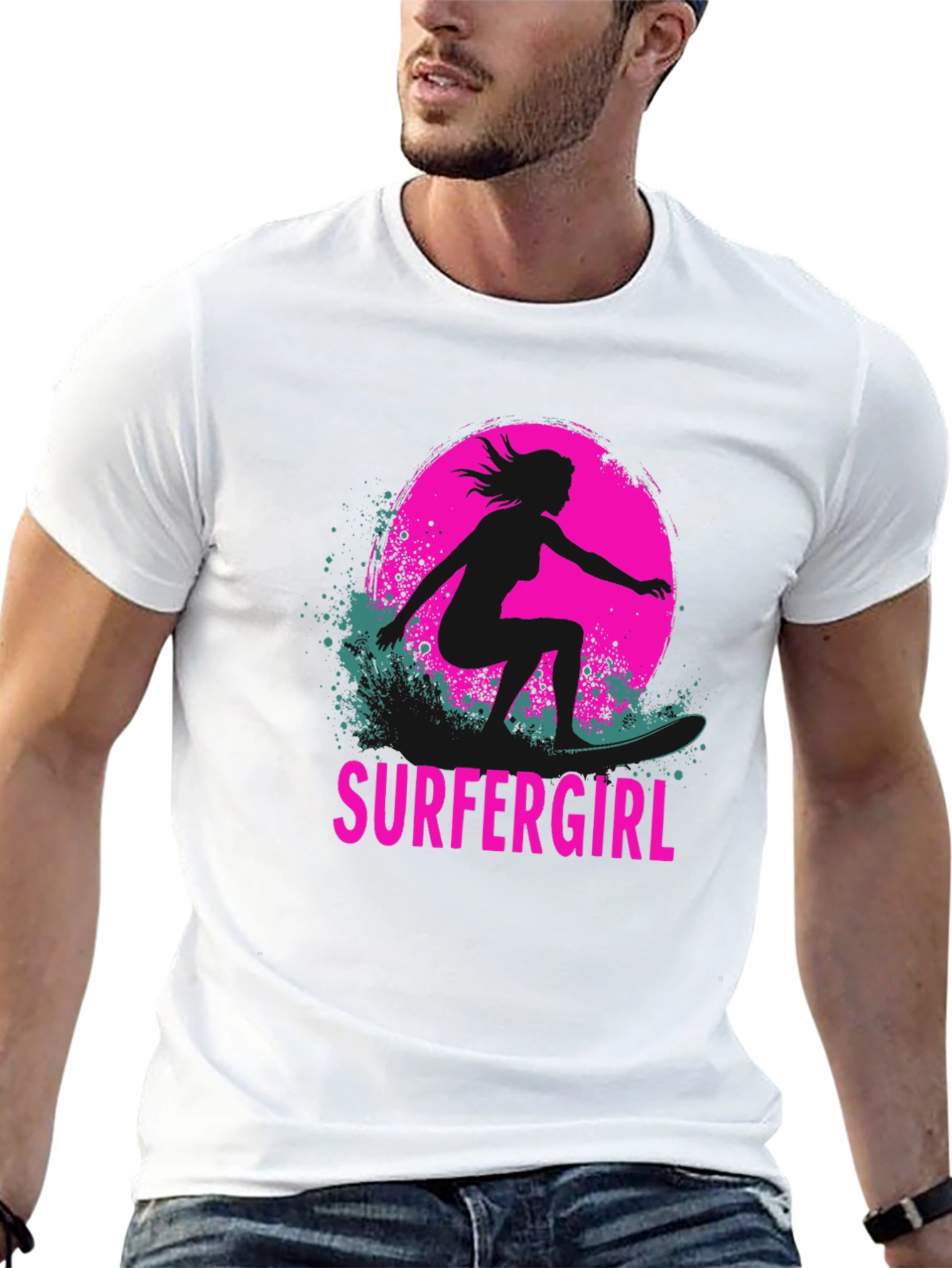 Surfer Girl Graphic Tee - Black