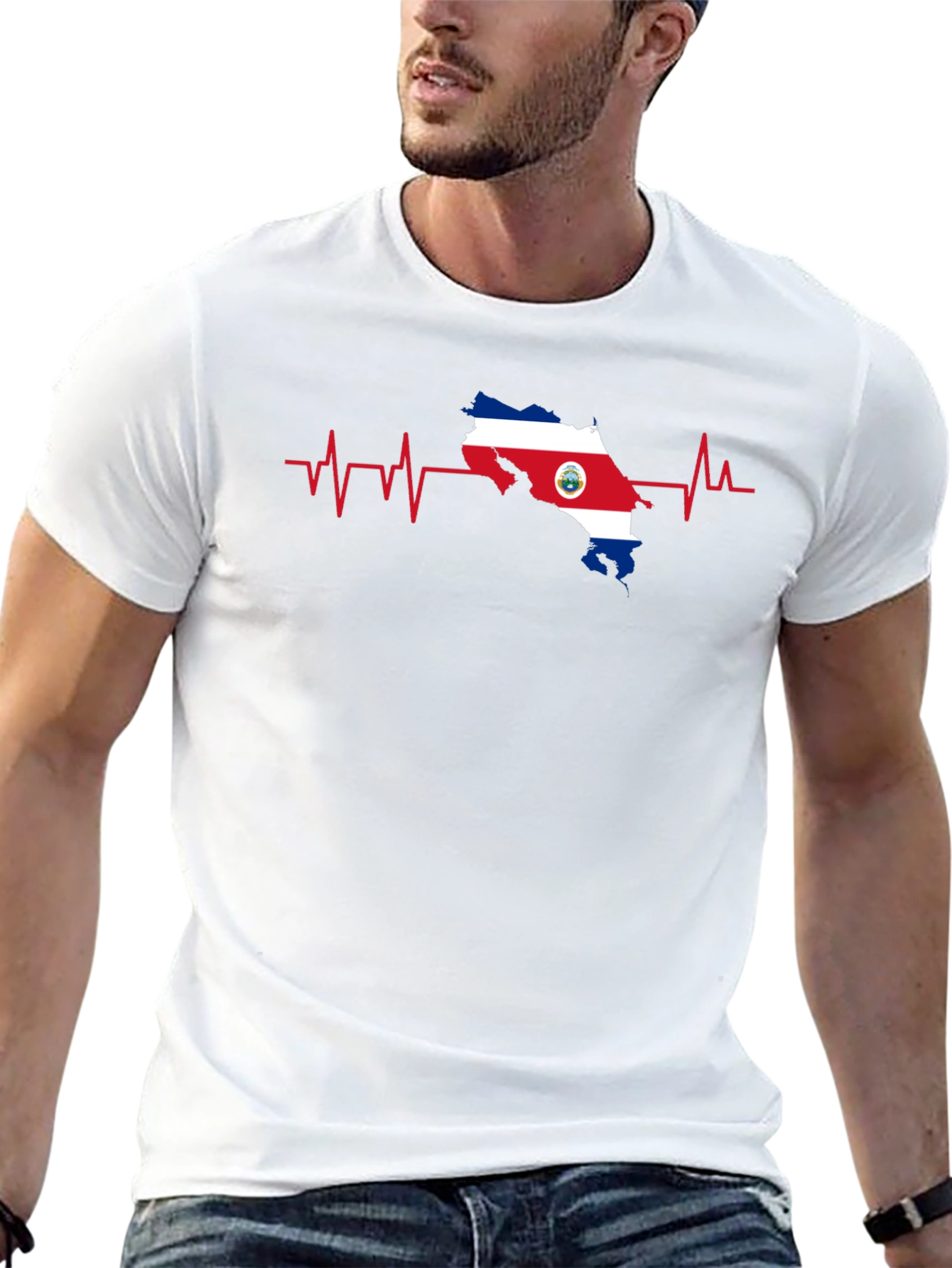 Costa Rica Heartbeat Flag T-Shirt