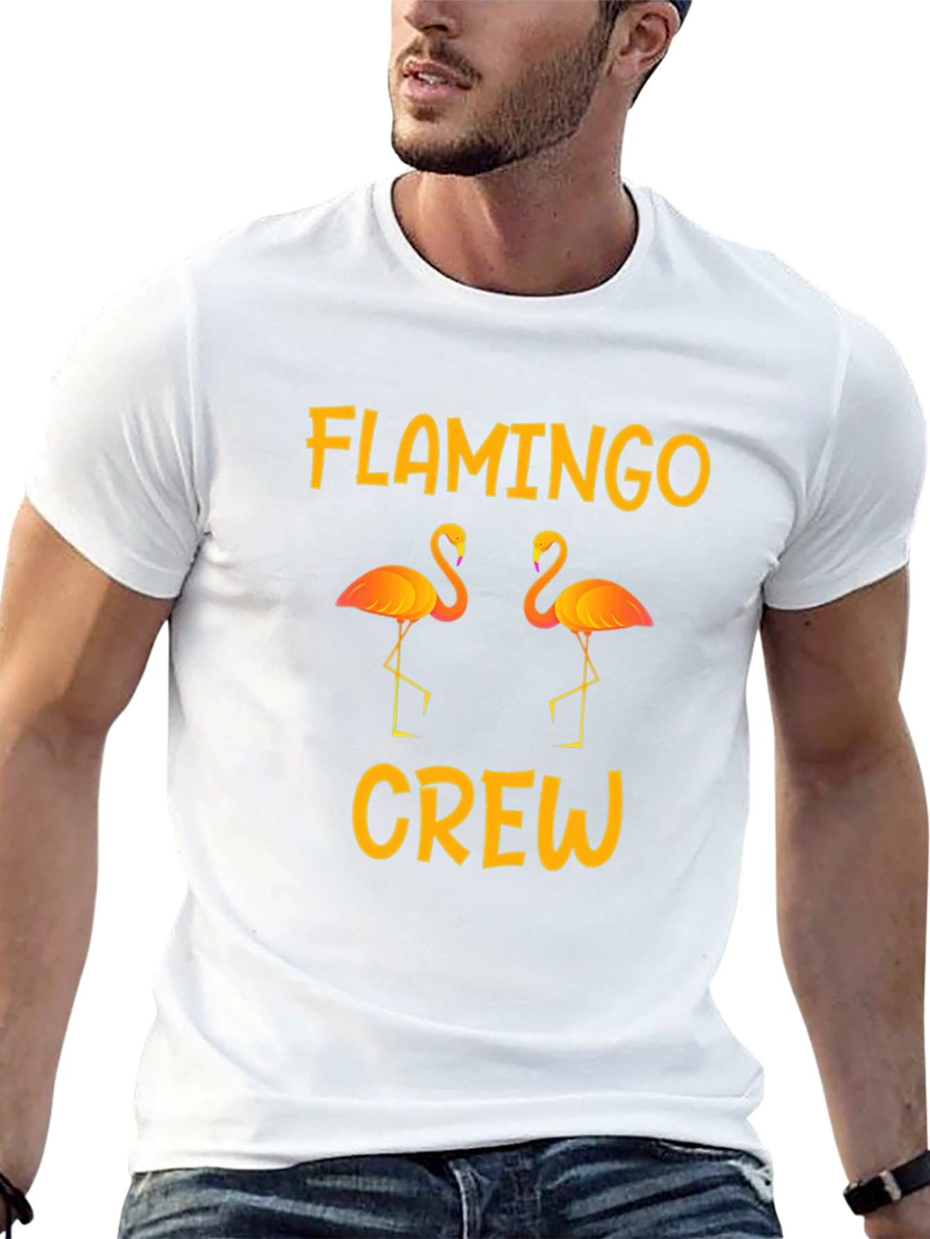 Flamingo Crew Graphic Tee - Tropical Summer Vibes