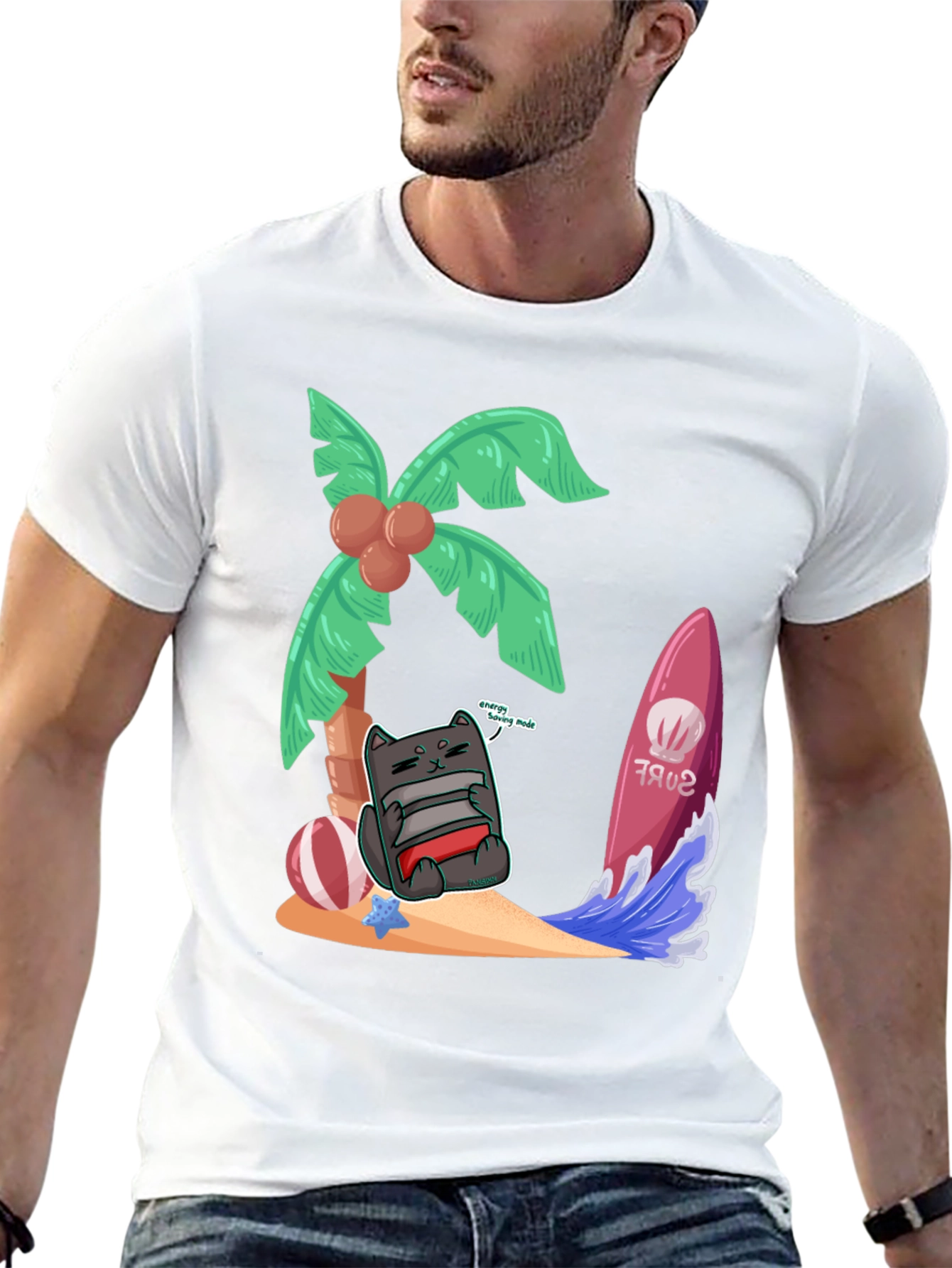 Chill Cat in Paradise Graphic Tee