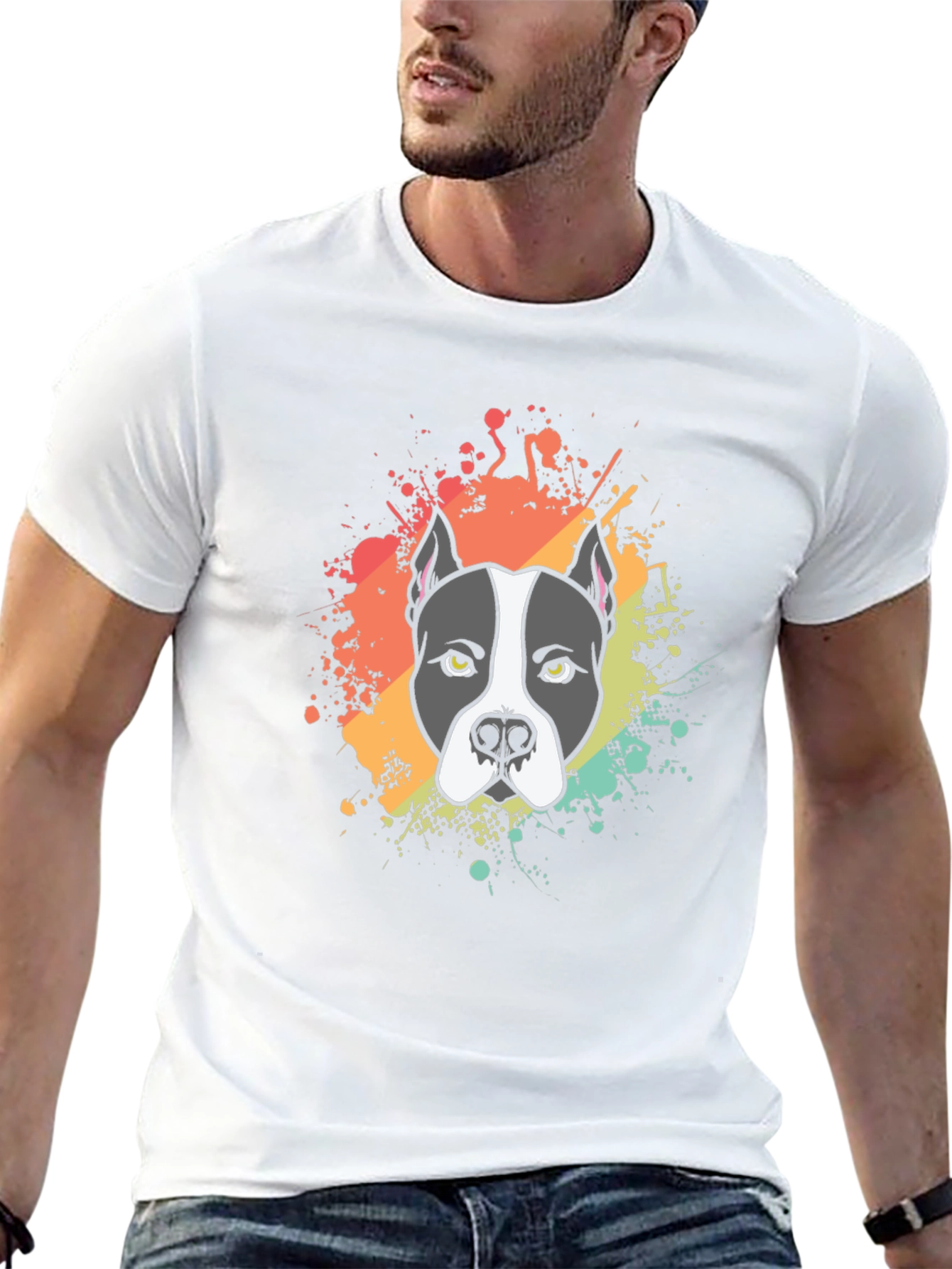 Pitbull Dog Graphic Print Black T-Shirt