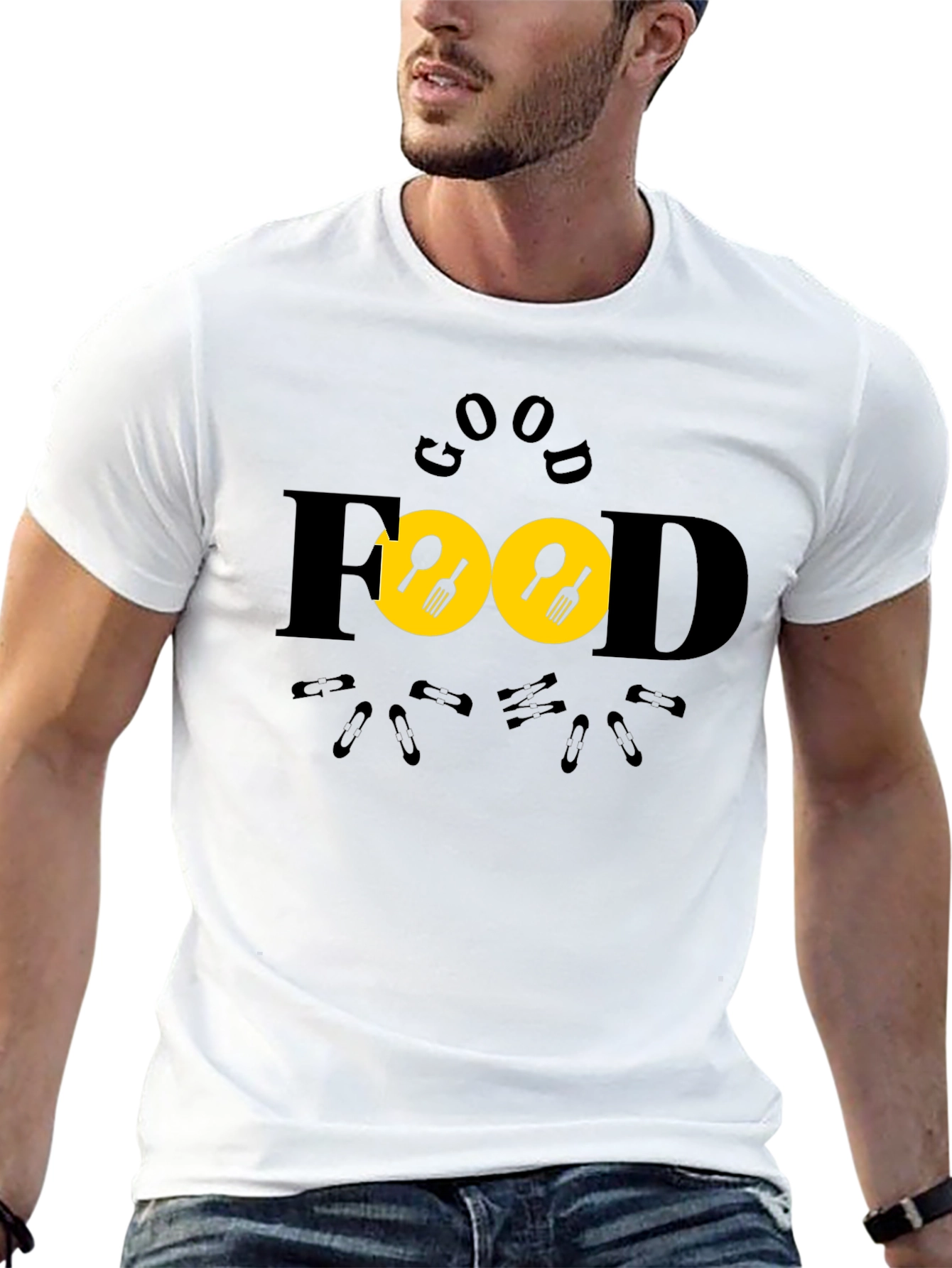 Good Food Black T-Shirt - Unique Design