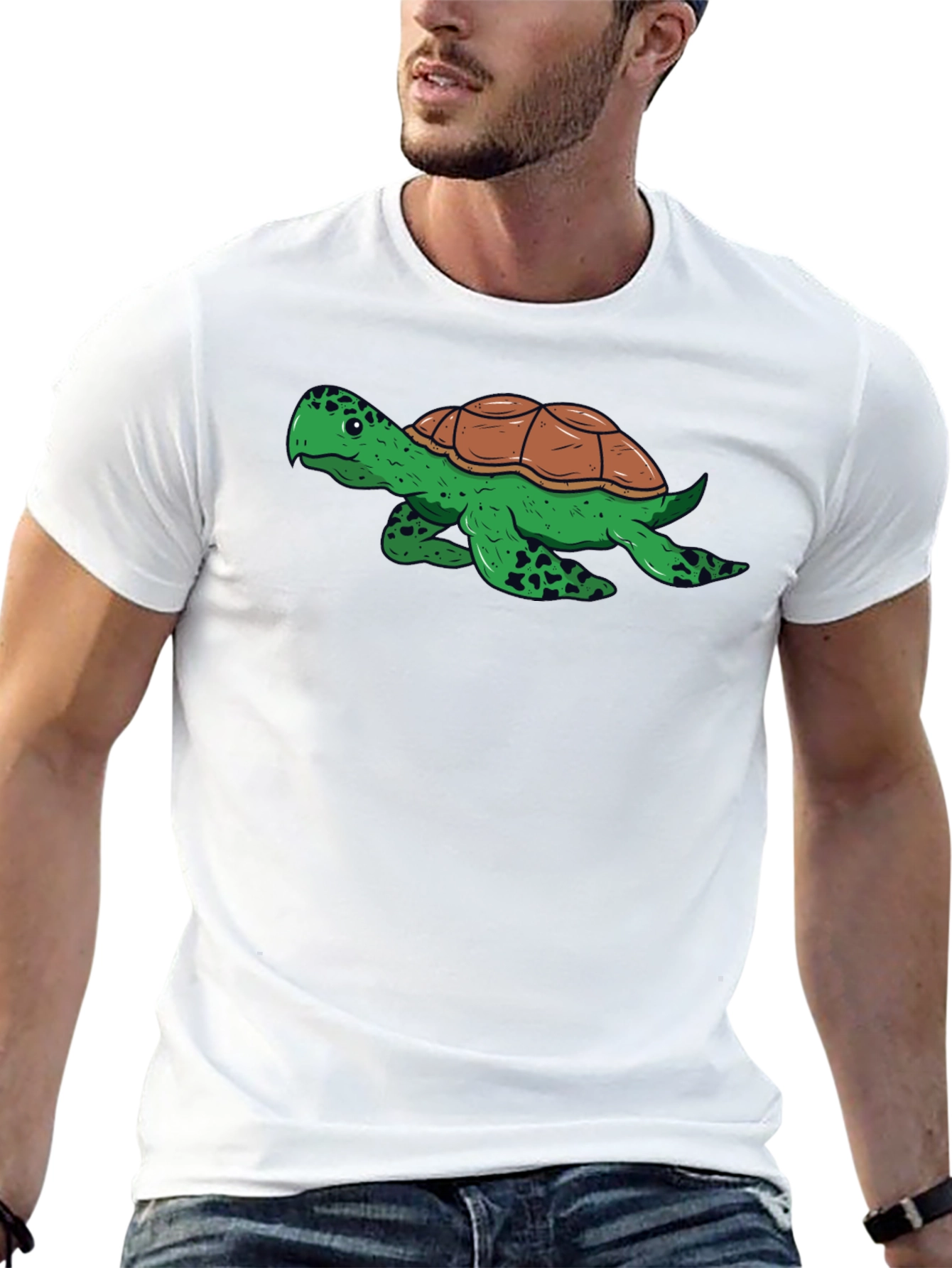 Turtle Graphic Tee - Black Cotton Comfort