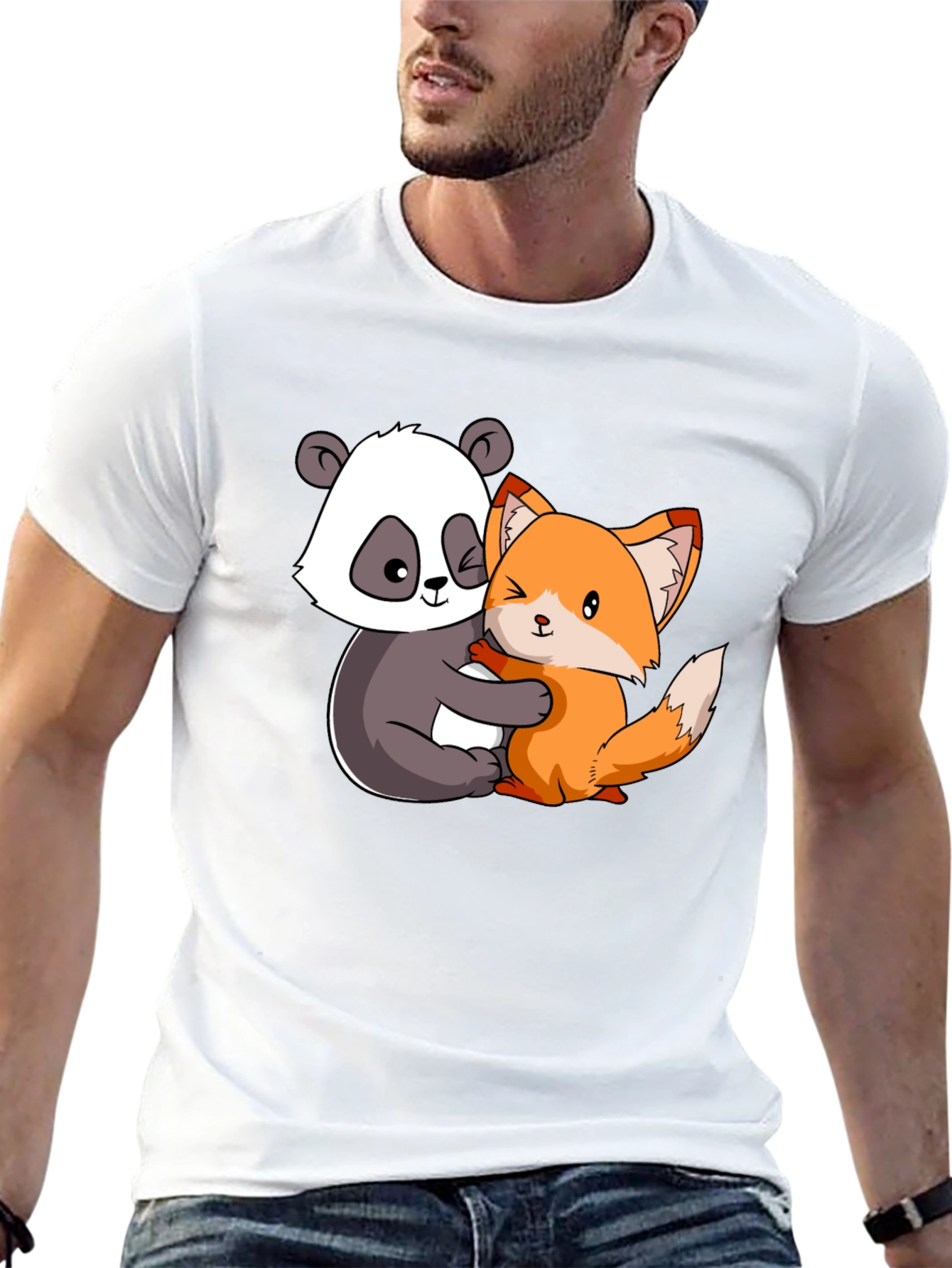 Panda and Fox Hug Graphic Tee