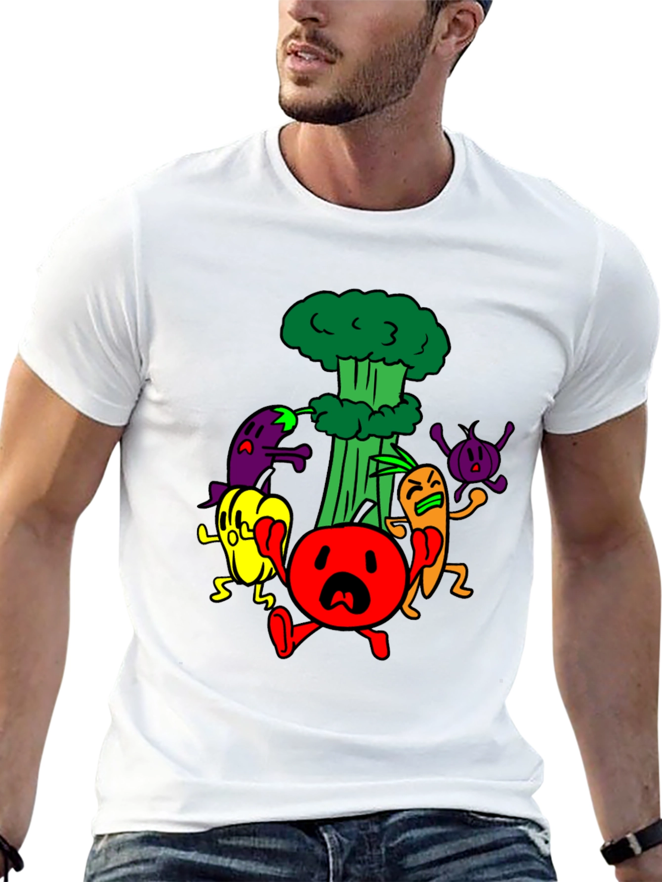 Cartoon Vegetable Panic T-Shirt