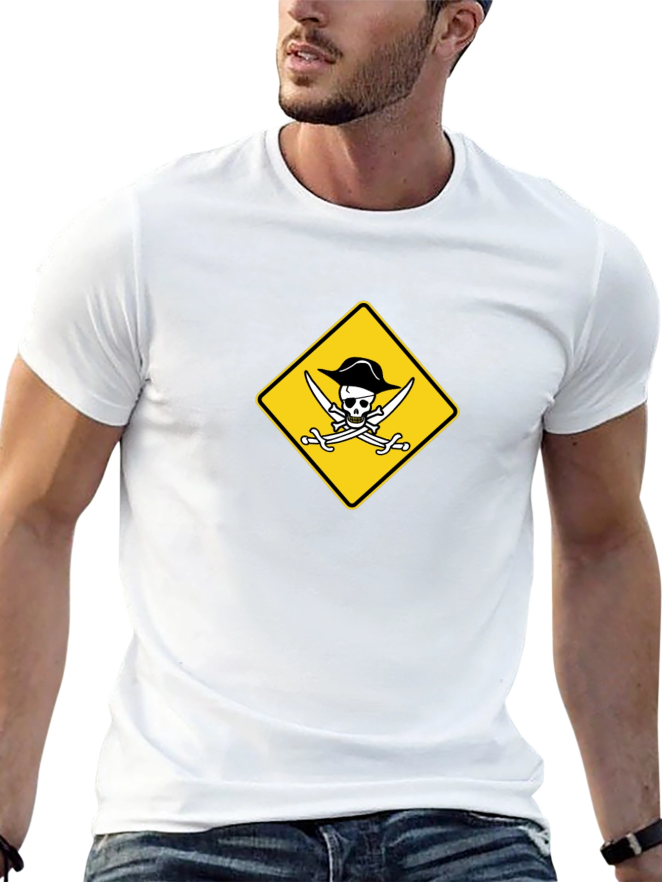 Pirate Skull & Swords Graphic Black T-Shirt