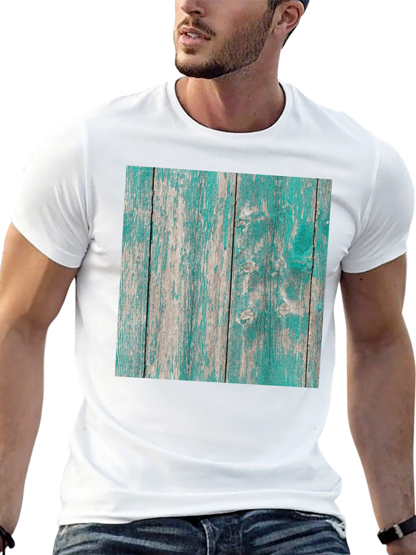 Rustic Wood Plank Graphic Tee - Urban Style