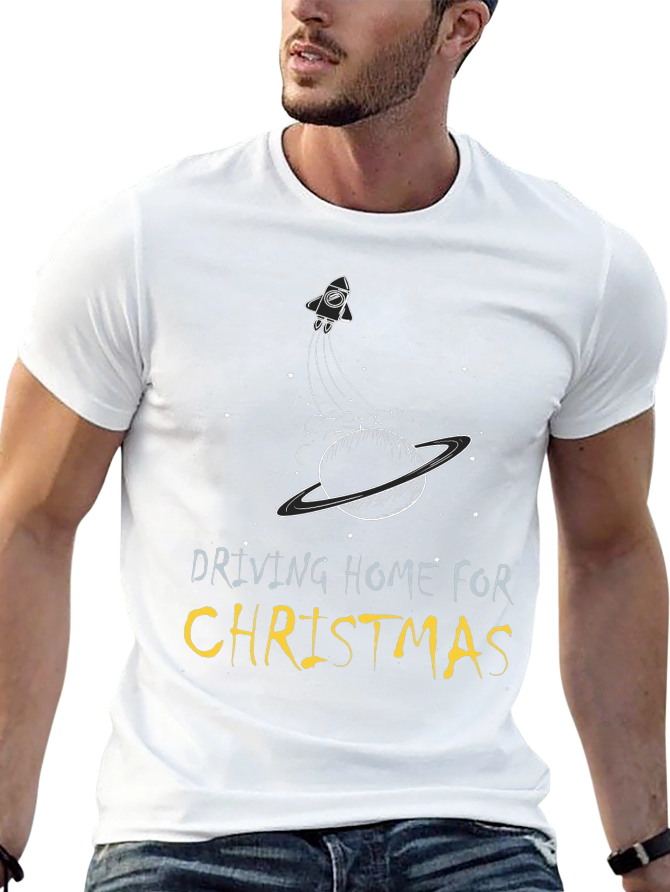 Driving Home For Christmas Black T-Shirt