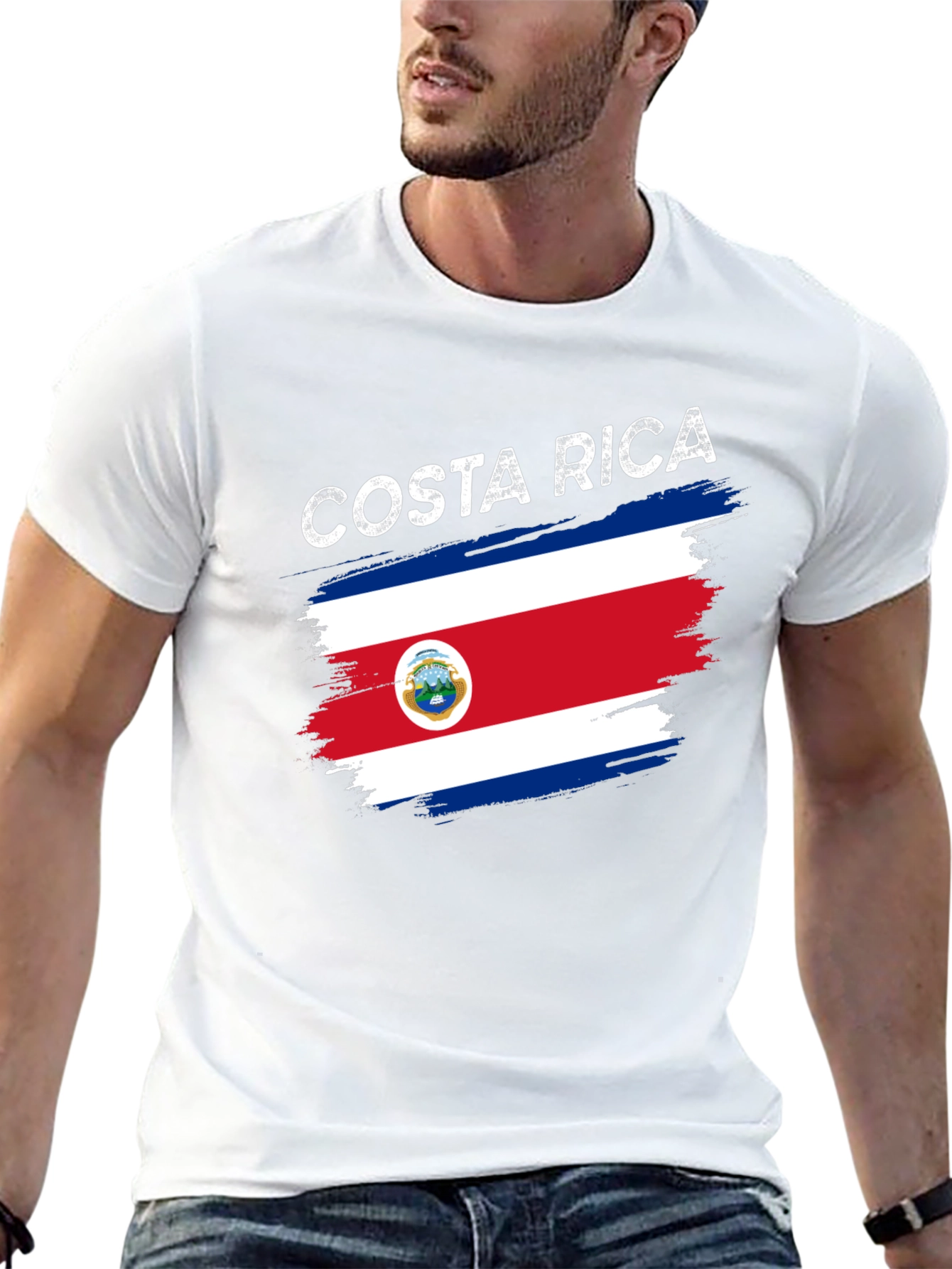 Costa Rica Flag Graphic Tee - Black T-Shirt