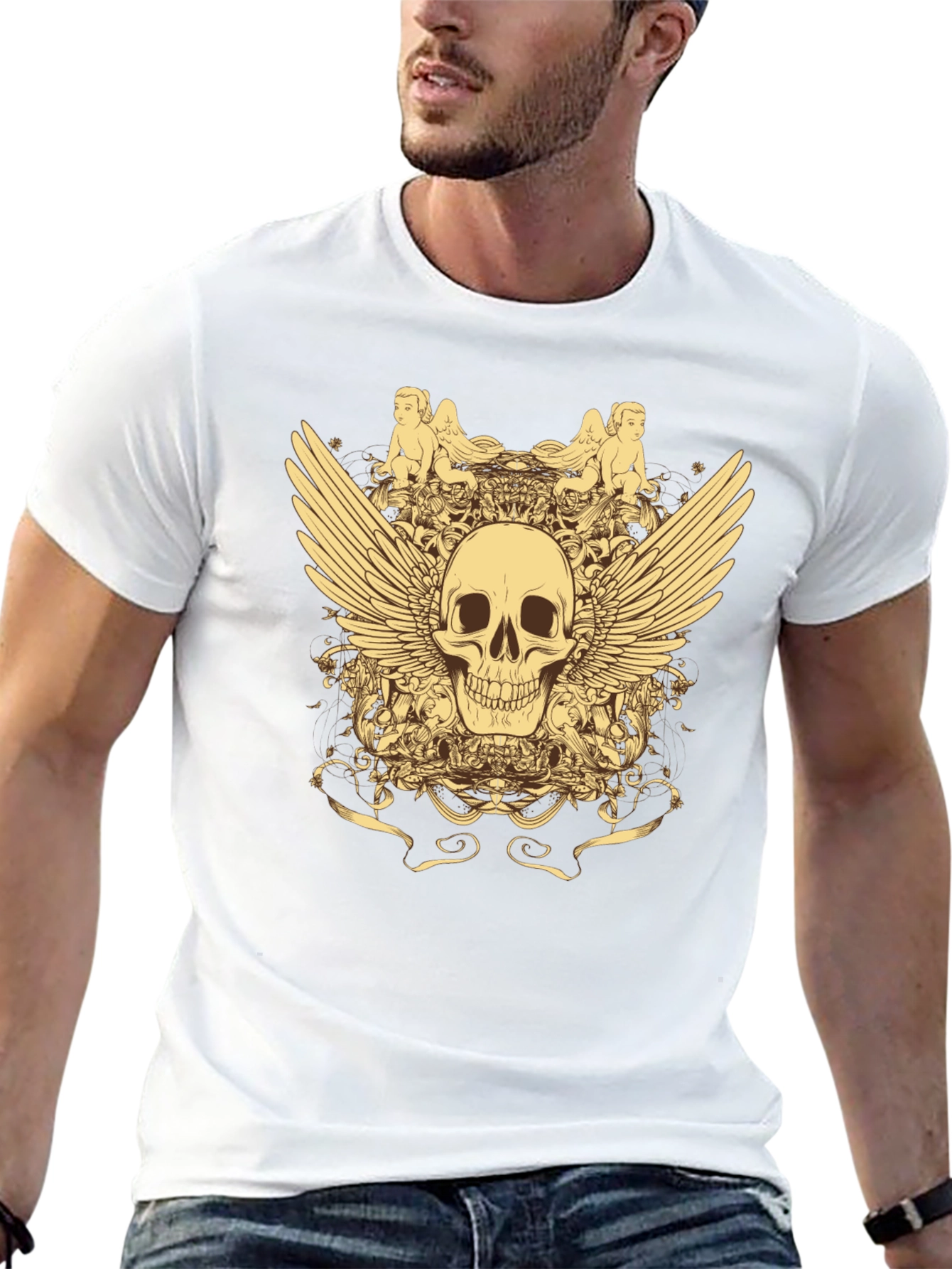 Skull & Wings Graphic T-Shirt - Black
