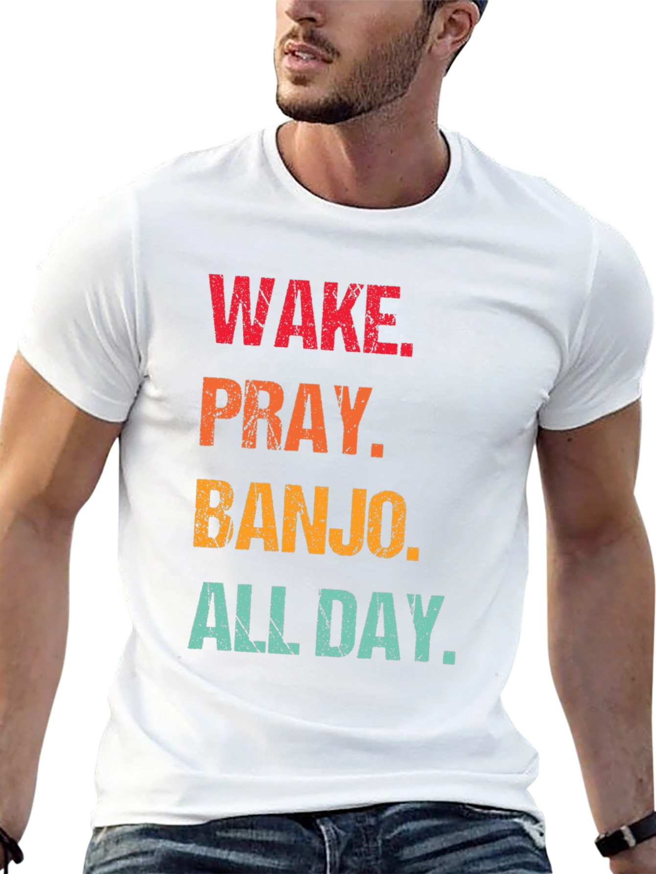Wake Pray Banjo All Day Black T-Shirt