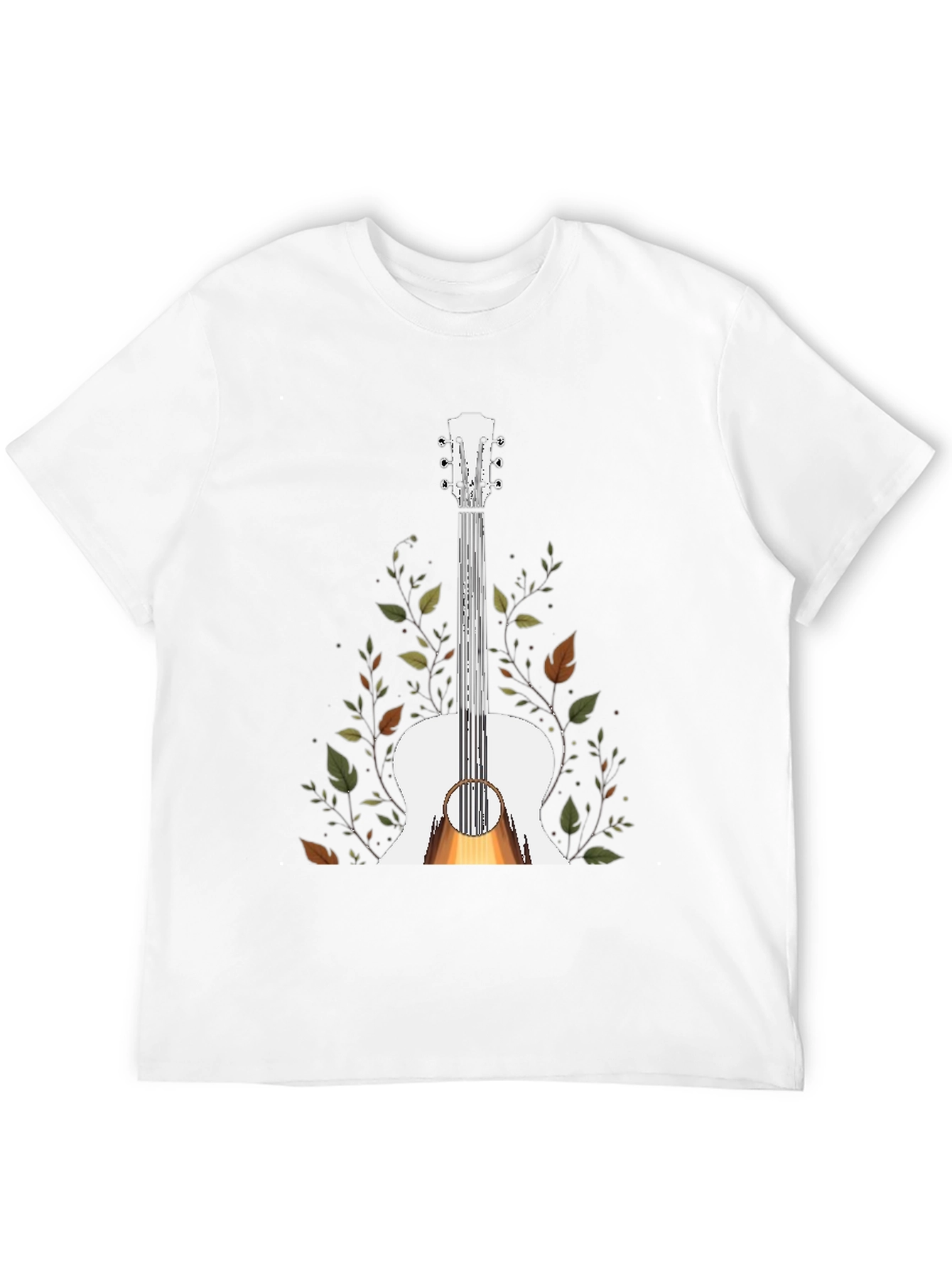 Guitar & Foliage Graphic T-Shirt - Black