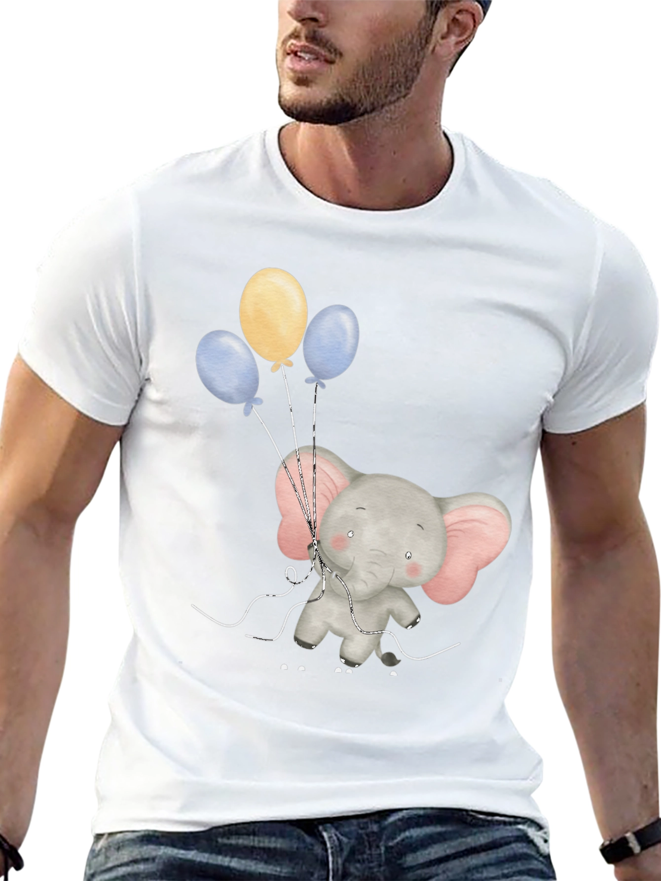 Elephant with Balloons Graphic Tee