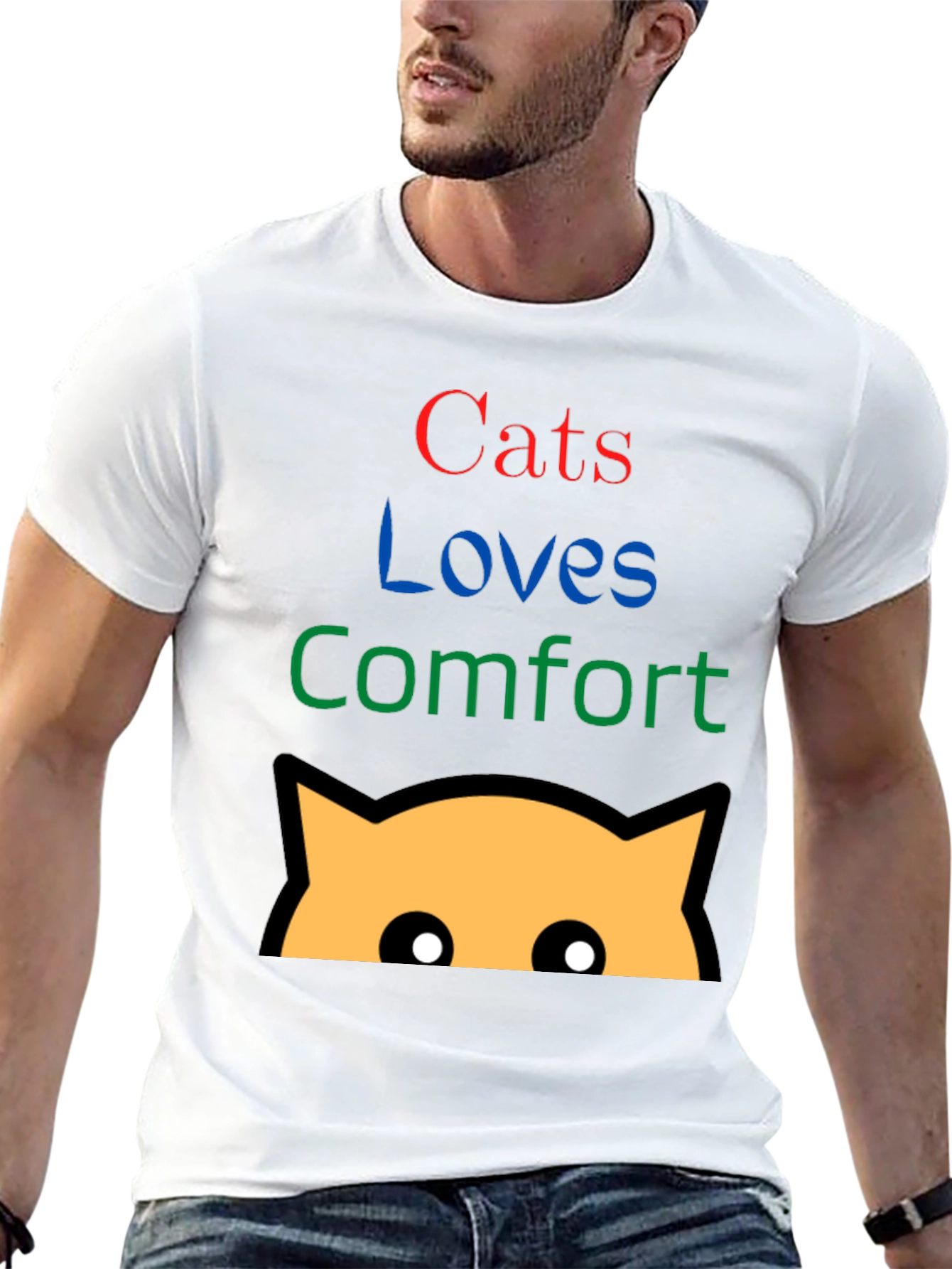 Cats Loves Comfort Black Graphic T-Shirt