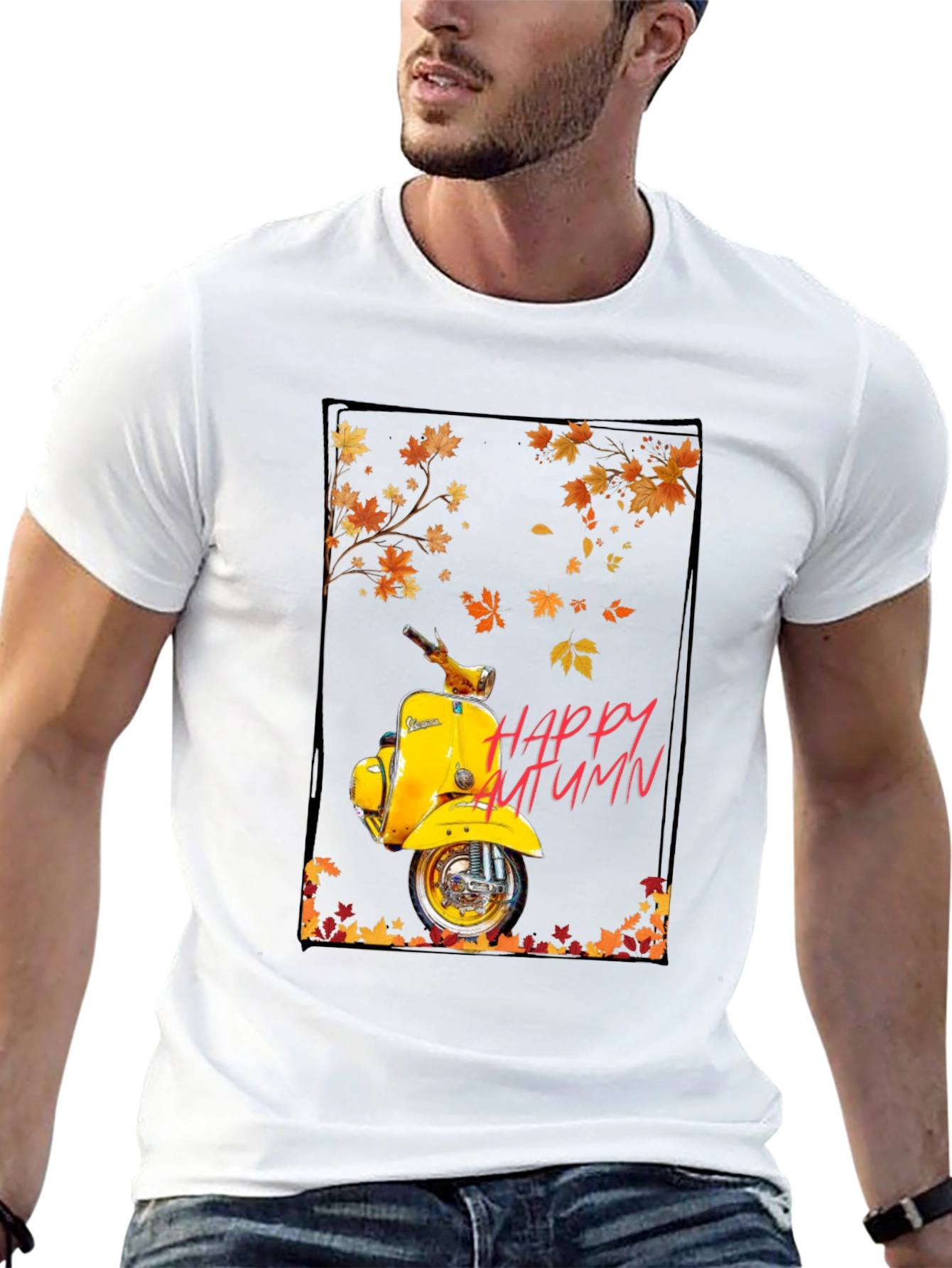 Happy Autumn Scooter T-Shirt - Stylish Fall Apparel