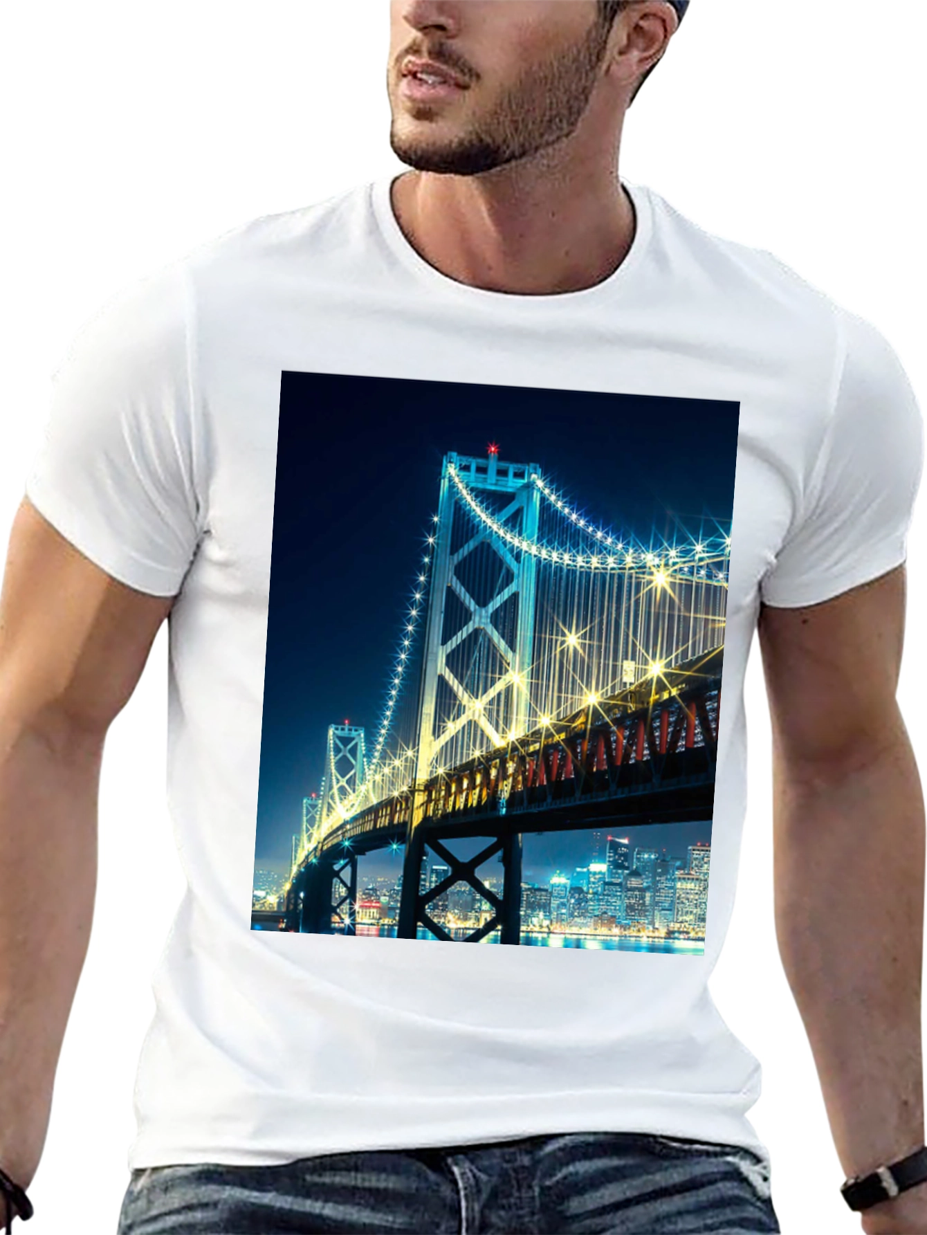 Bay Bridge at Night Graphic T-Shirt