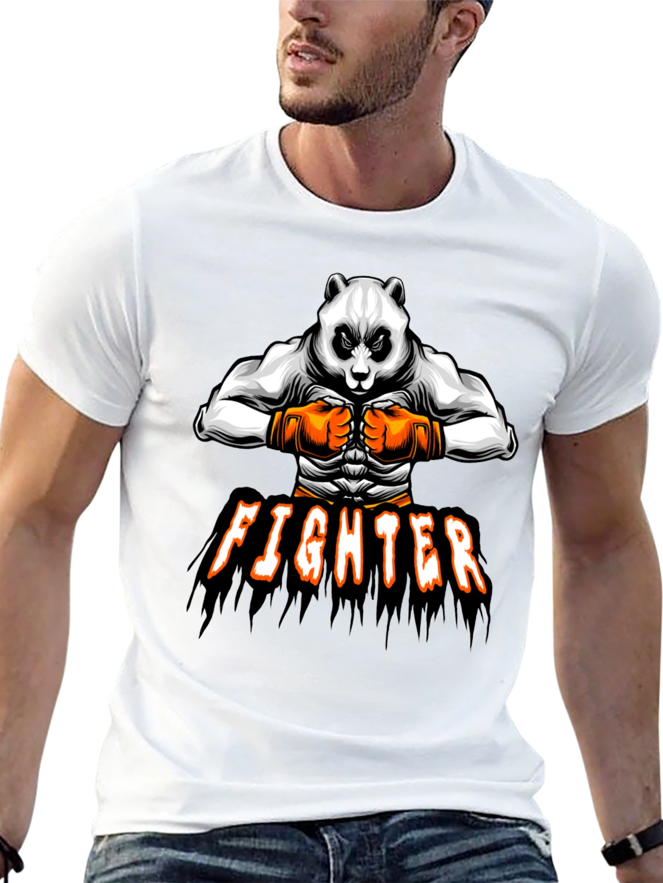 Panda Fighter Graphic Tee - Black