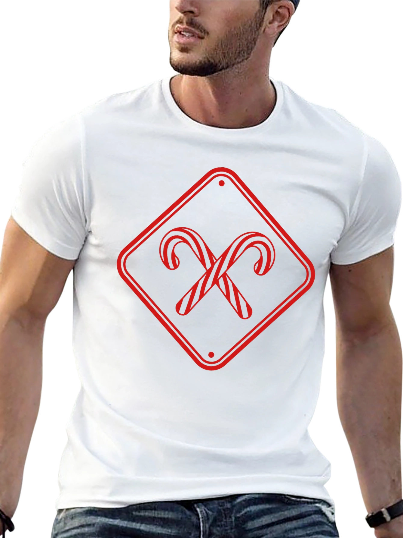 Candy Cane Crossing Black T-Shirt