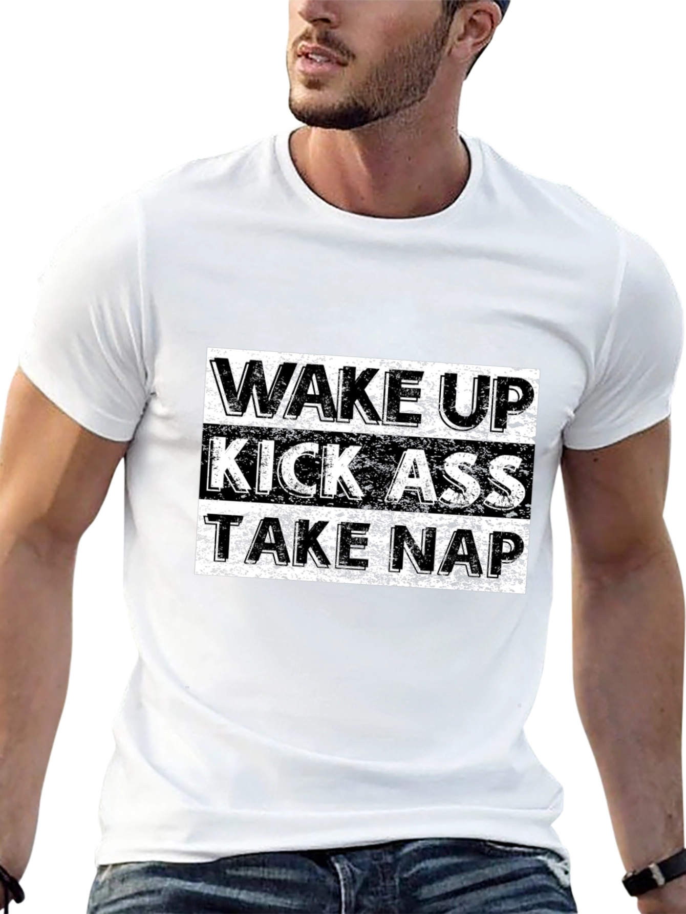 Wake Up Kick Ass Take Nap Graphic Tee