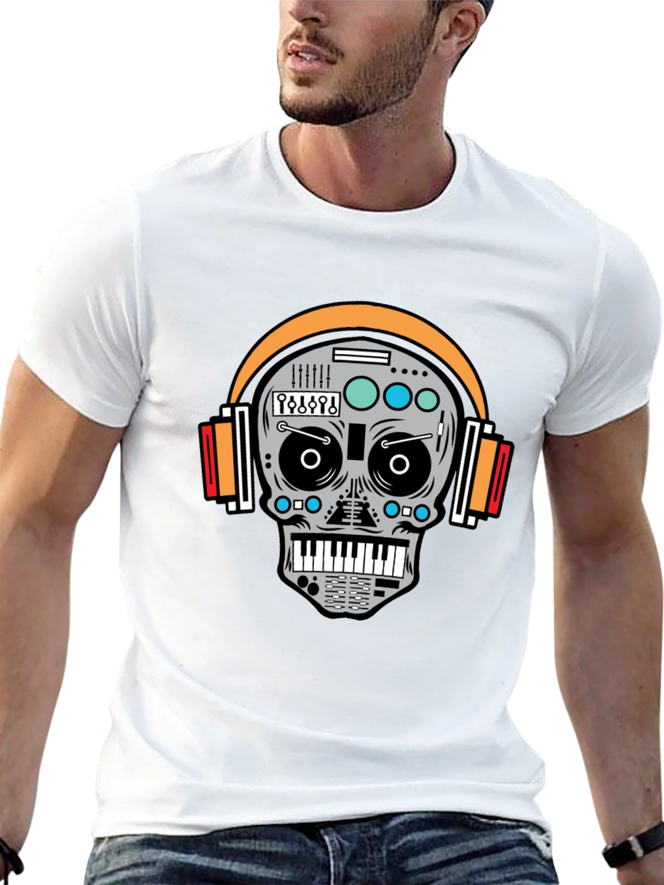 DJ Skull Graphic T-Shirt - Cool Music Lover Tee