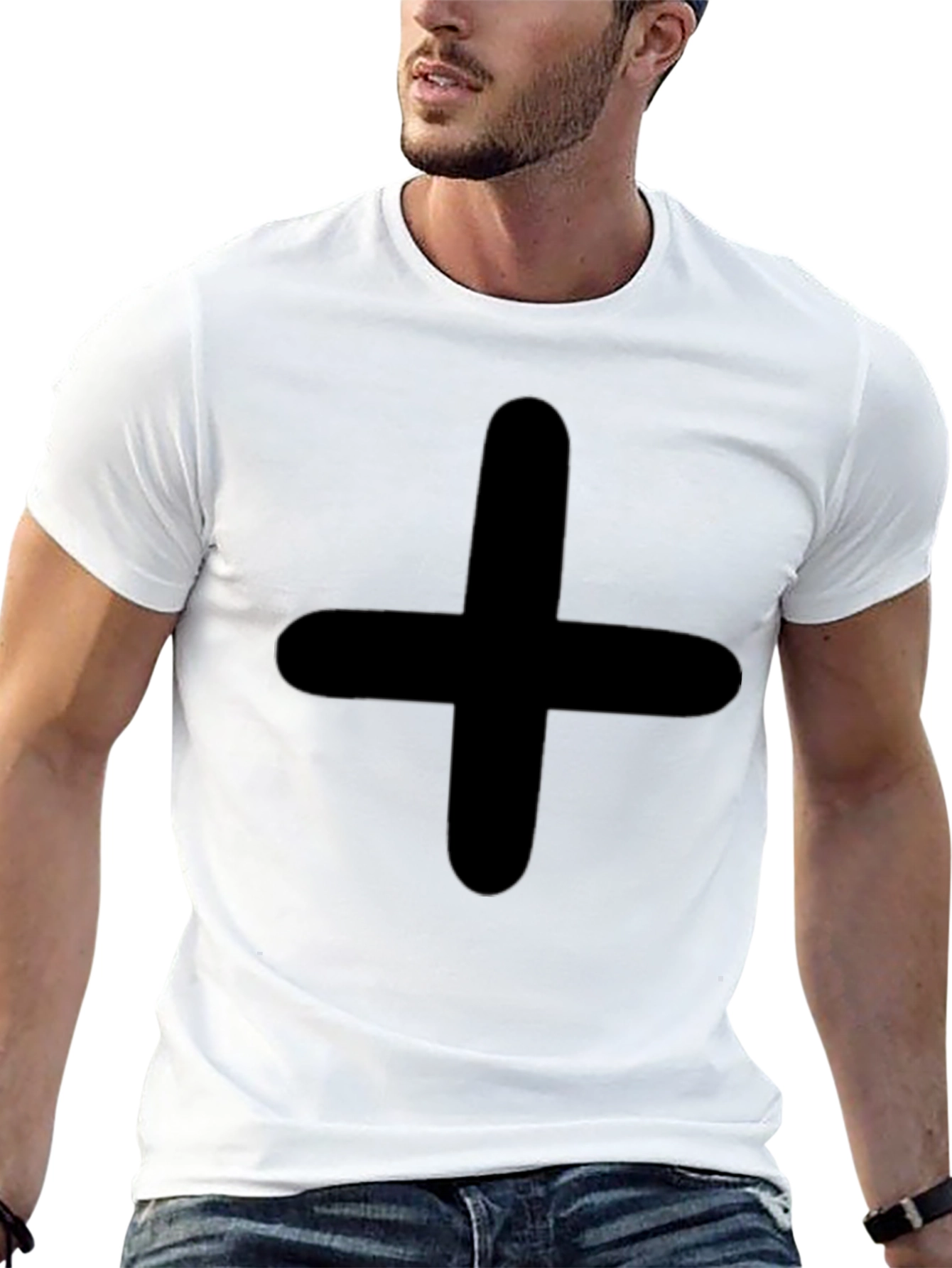Minimalist Plus Sign Black T-Shirt