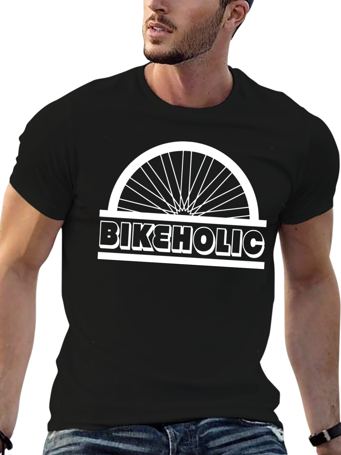 Bikeholic Graphic Tee - Black Cotton Bicycle Enthusiast T-Shirt