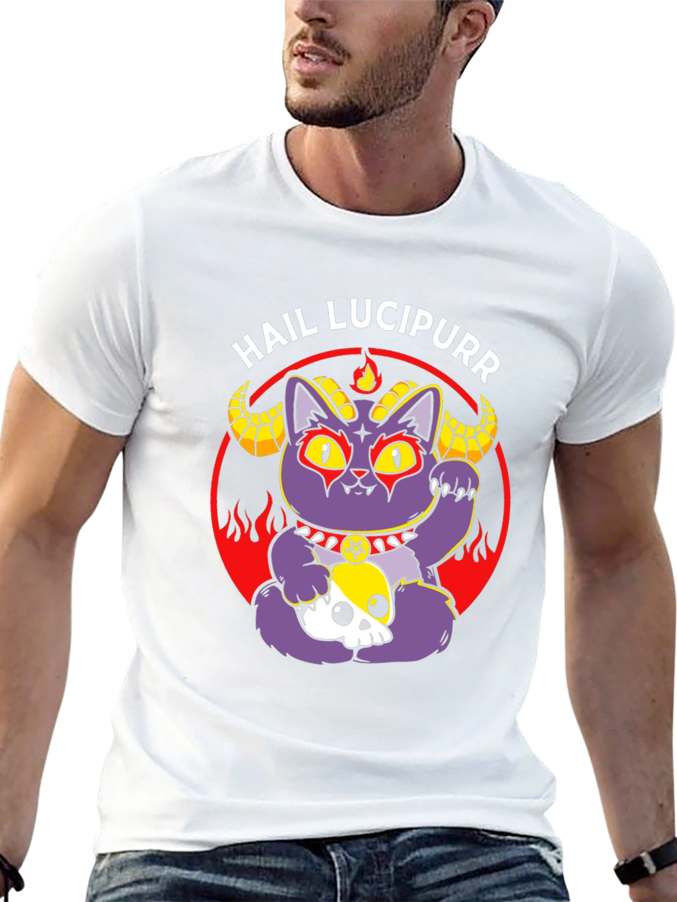 Hail Lucipurr Cat T-Shirt Goth Style