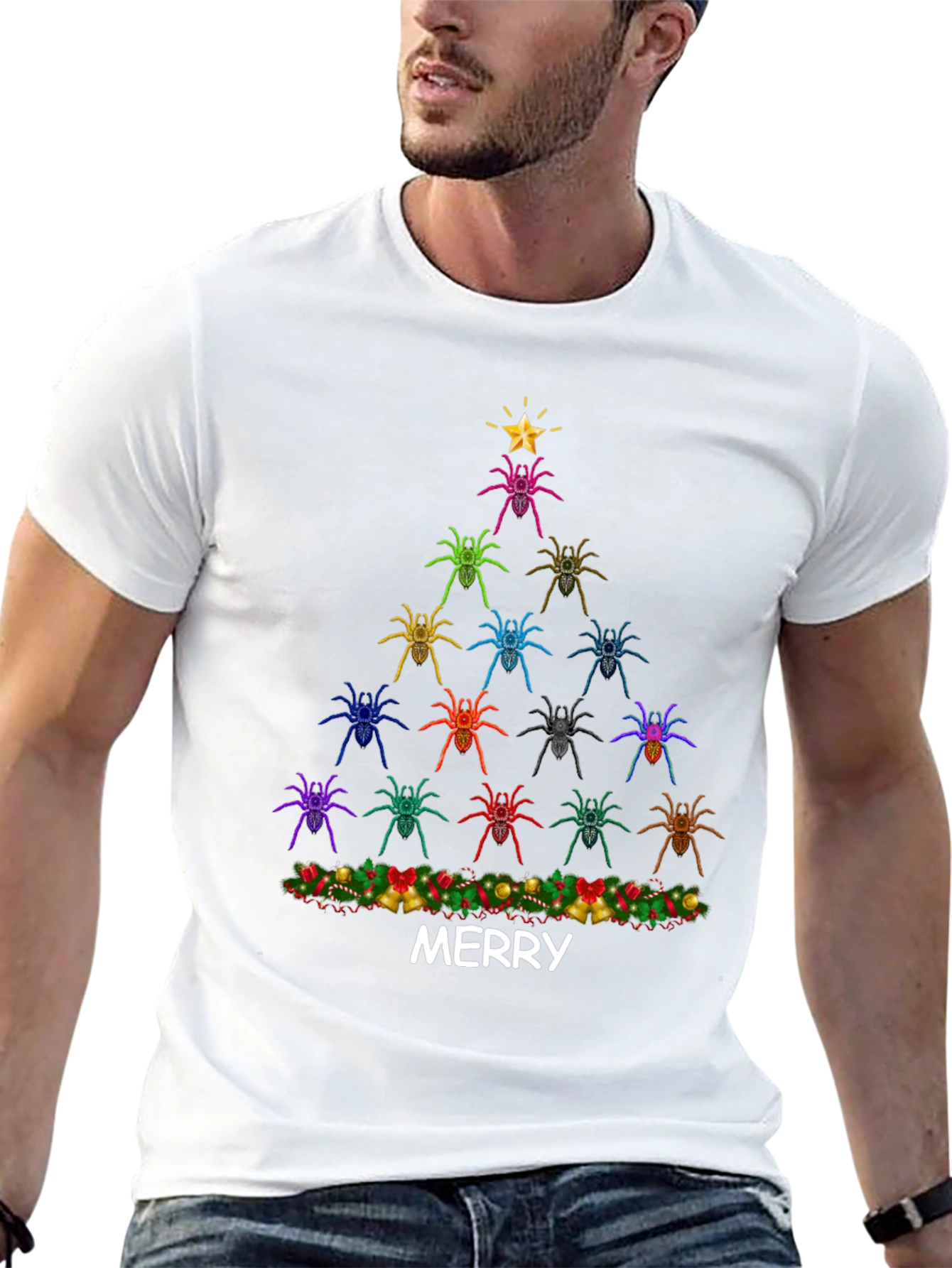 Spider Christmas Tree Graphic Tee - Merry Christmas