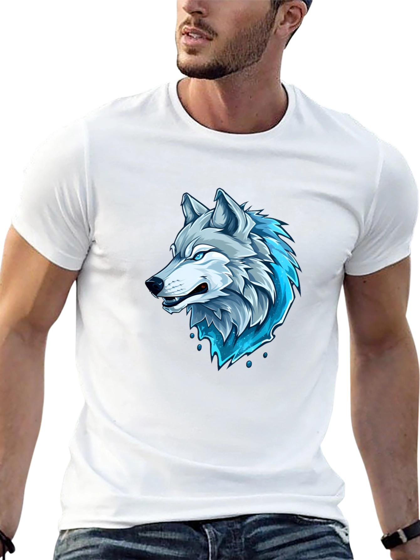 Mens Black Wolf Graphic T-Shirt