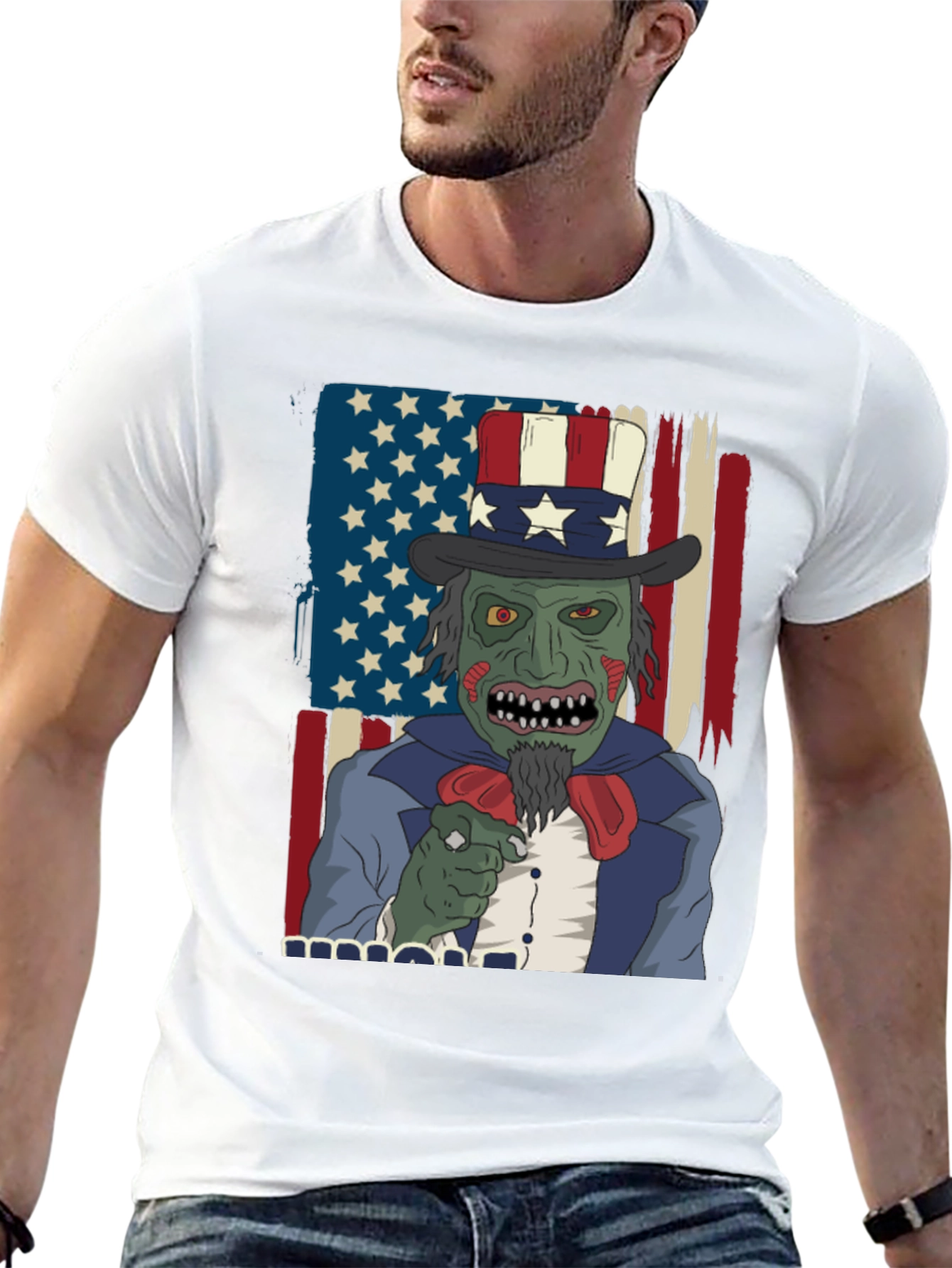 Zombie Uncle Sam Mens Graphic Tee