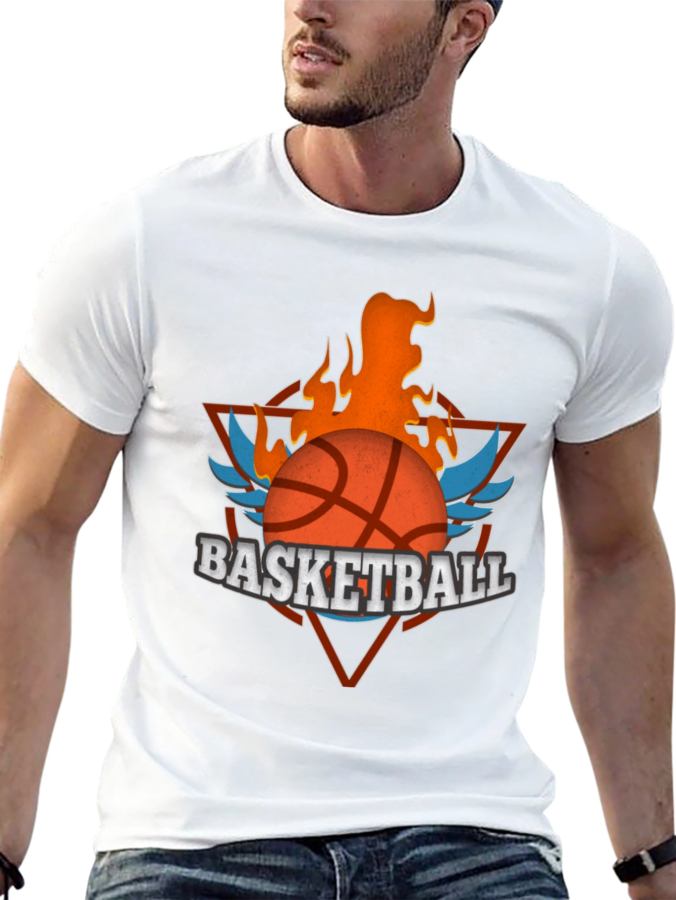 Flaming Basketball Graphic Tee - Black