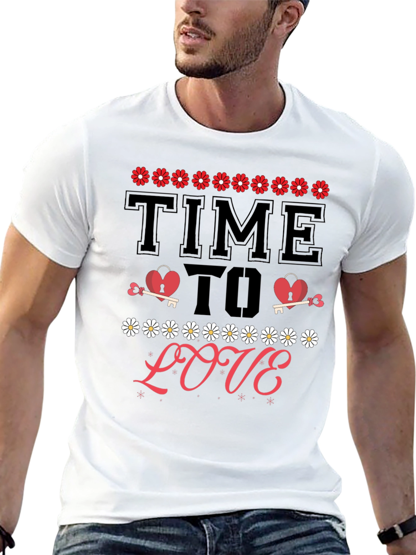 Time to Love T-Shirt - Heart & Key Design