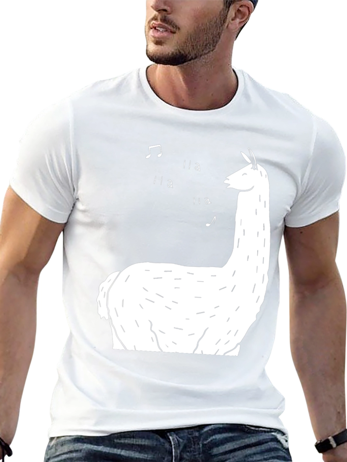 Singing Llama Graphic Tee - Black Cotton T-Shirt