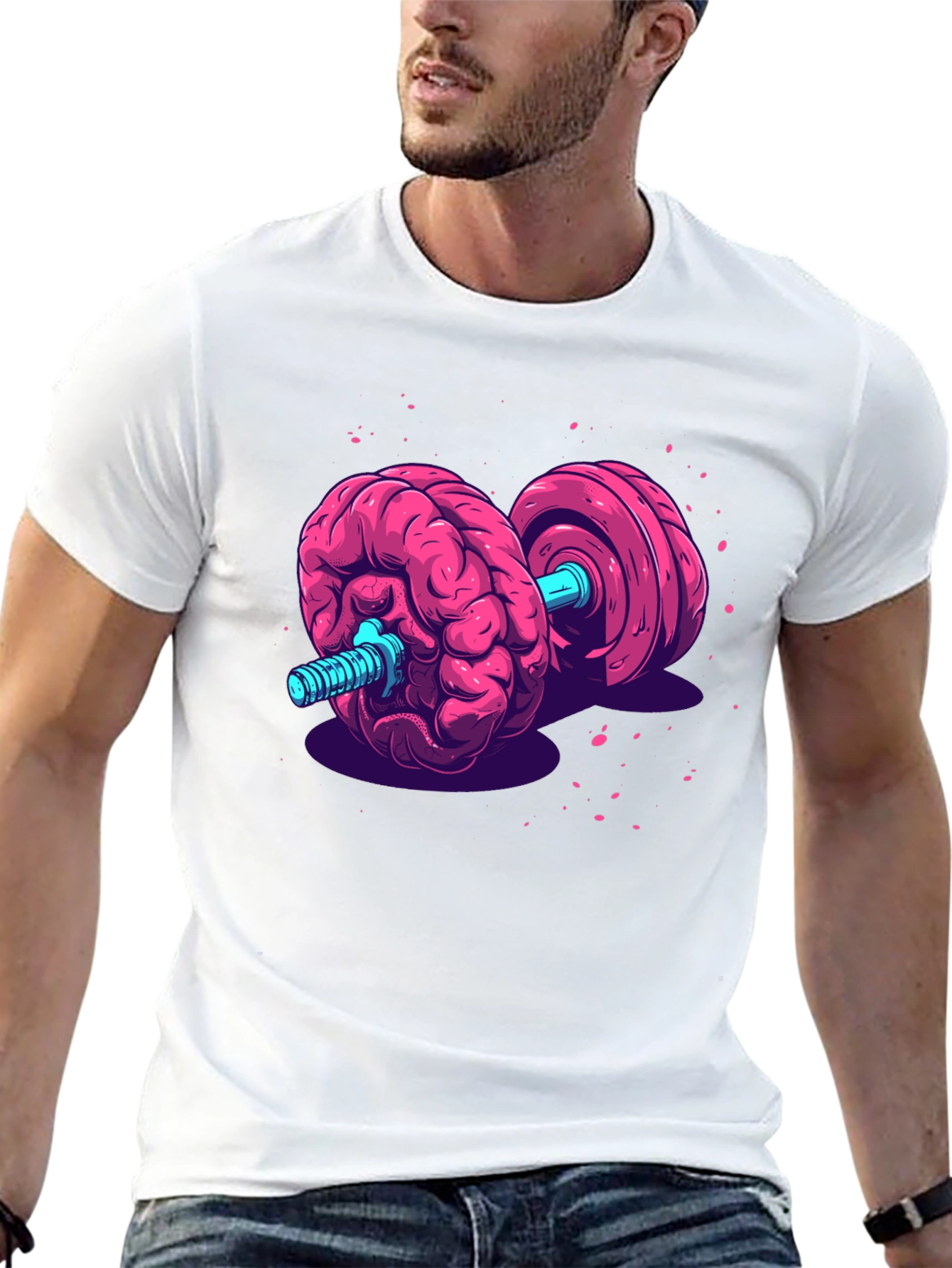 Brain Dumbbell Graphic Tee - Mental Strength